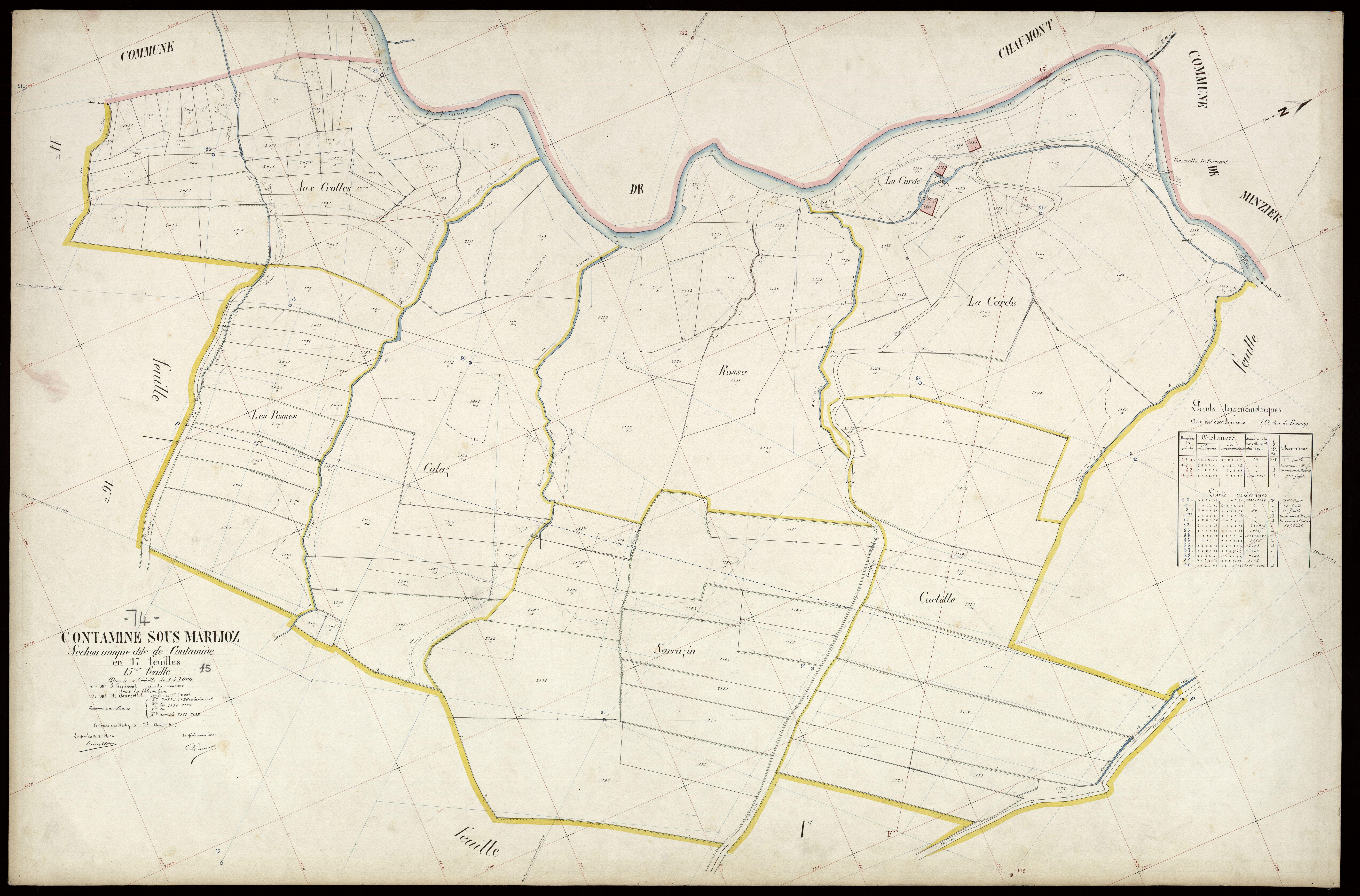 3 P 3 3800 - Feuille n° 16, parcelles n° 2197 à 2306 - 25 avril 1907