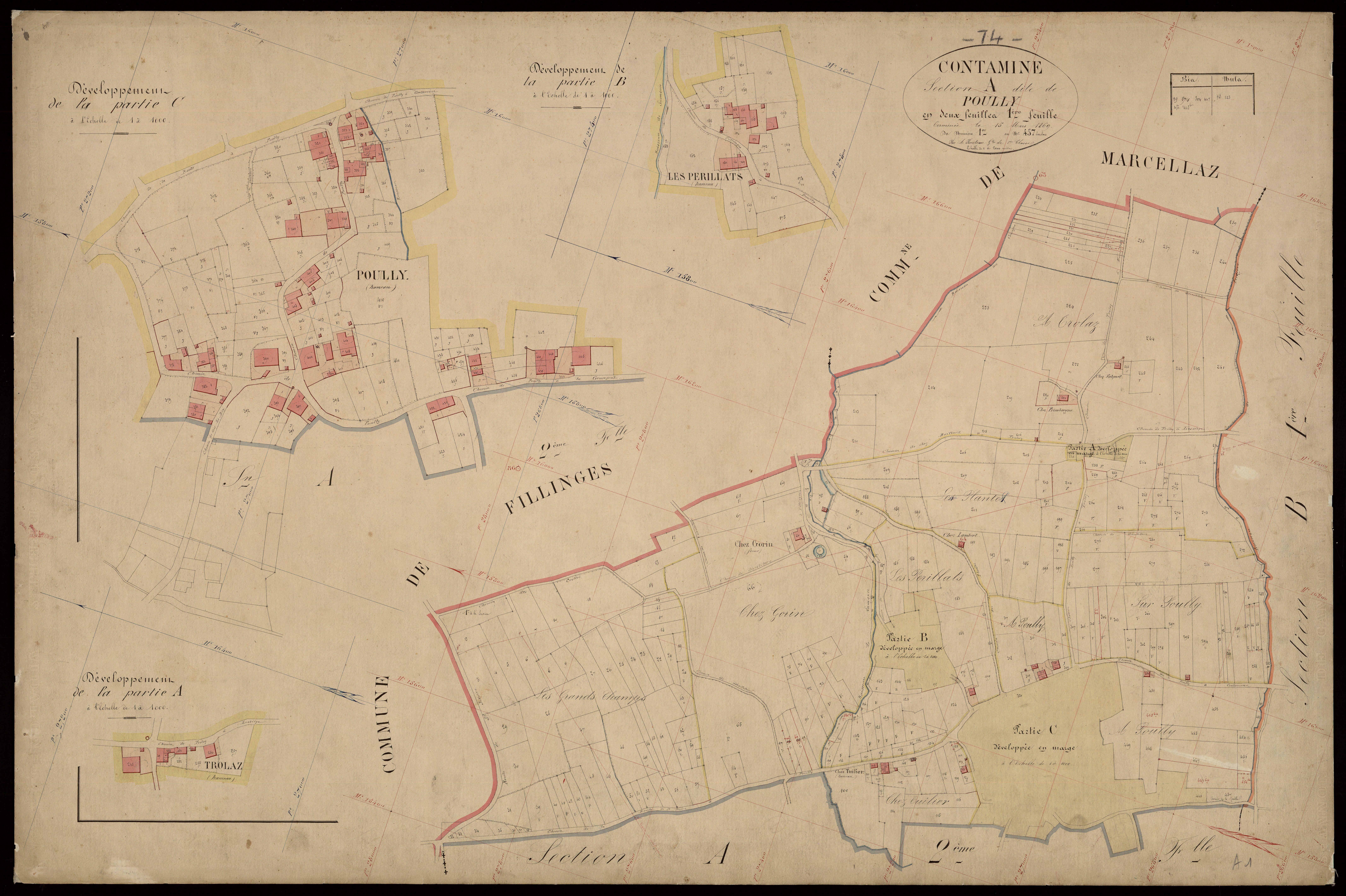 3 P 3 3804 - Feuille n° 2, parcelles n° 28 à 1024 - 15 mars 1869