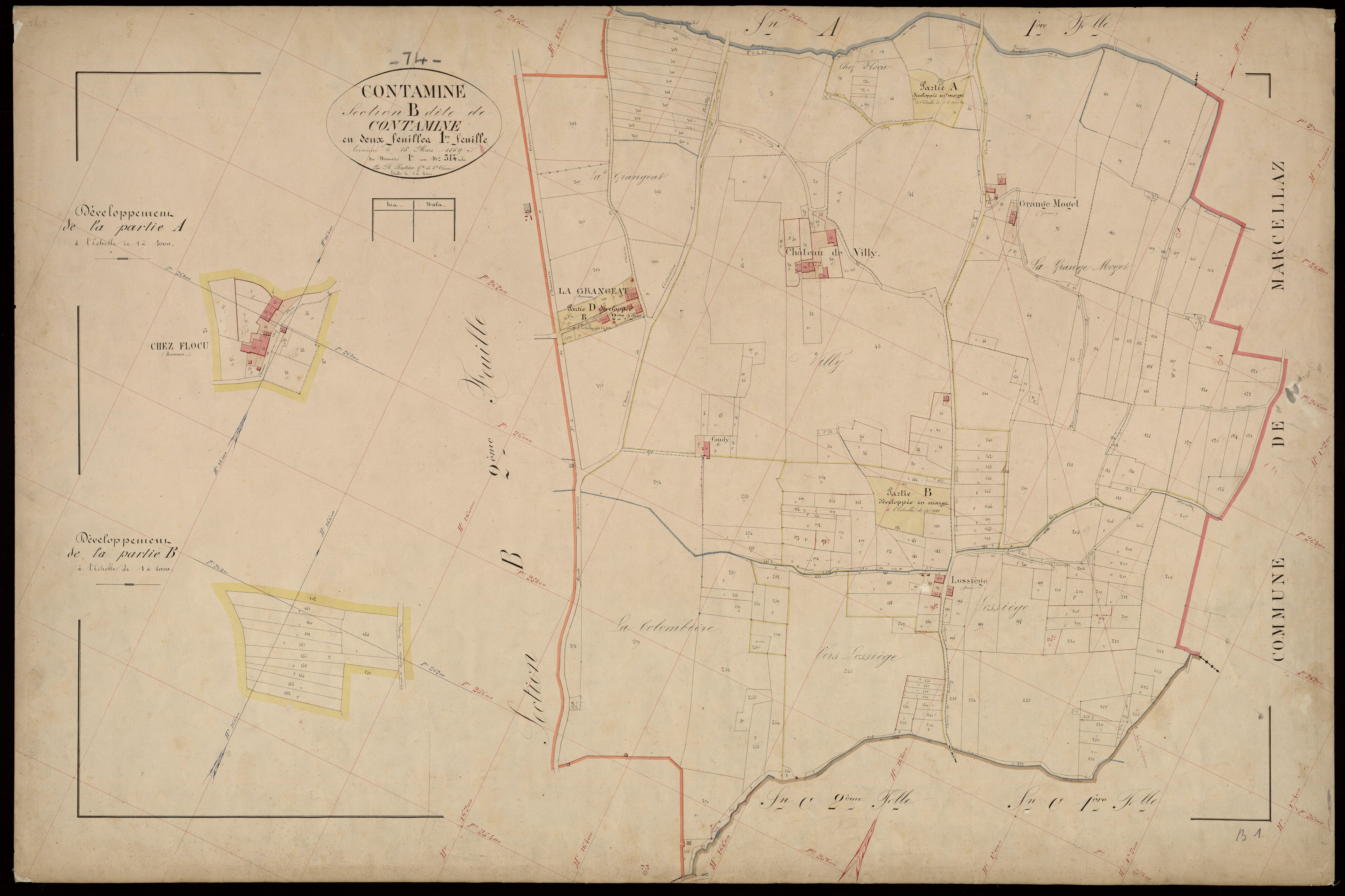 3 P 3 3806 - Feuille n° 2, parcelles n° 31 à 63 - 15 mars 1869