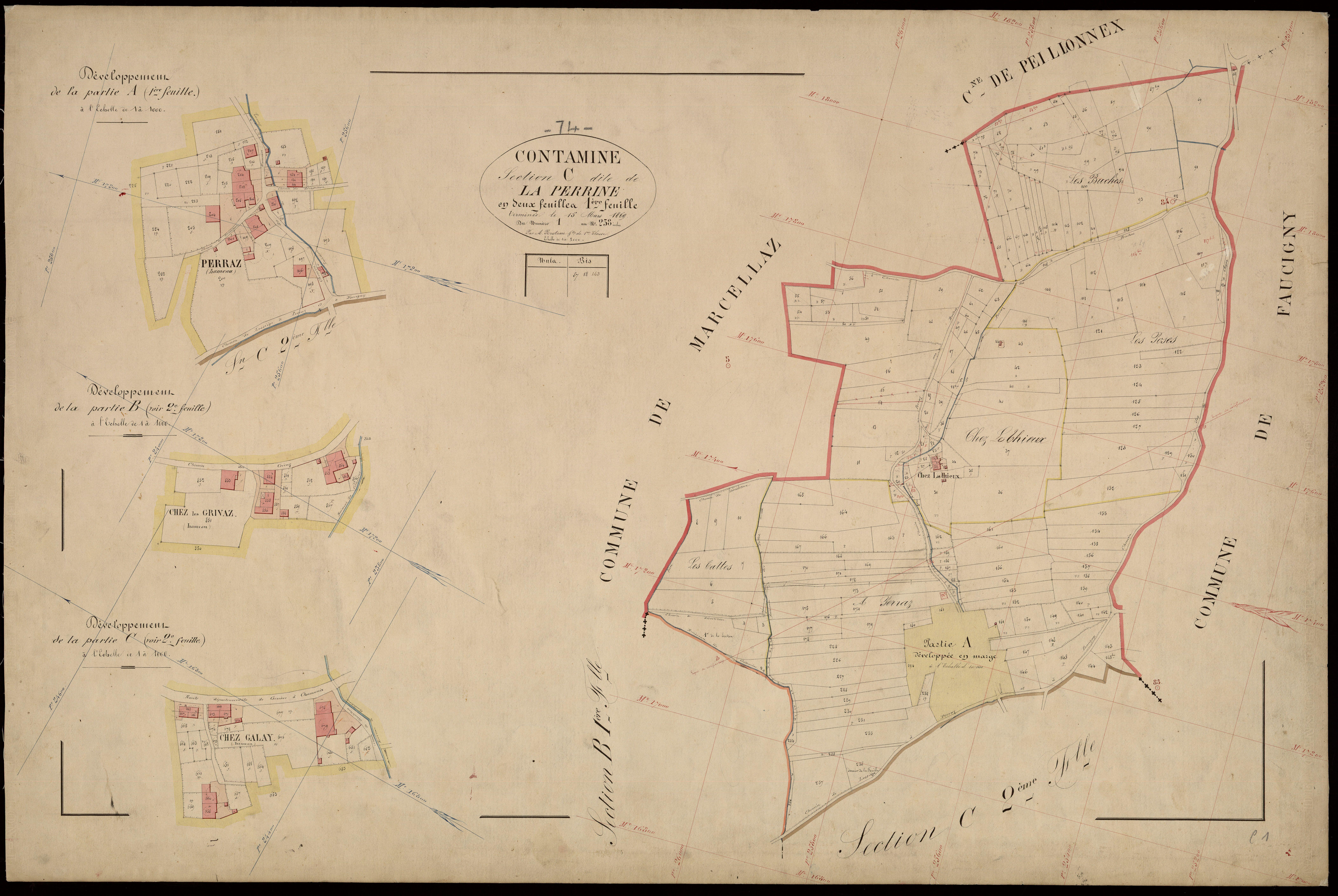 3 P 3 3808 - Feuille n° 2, parcelles n° 239 à 887 - 15 mars 1869