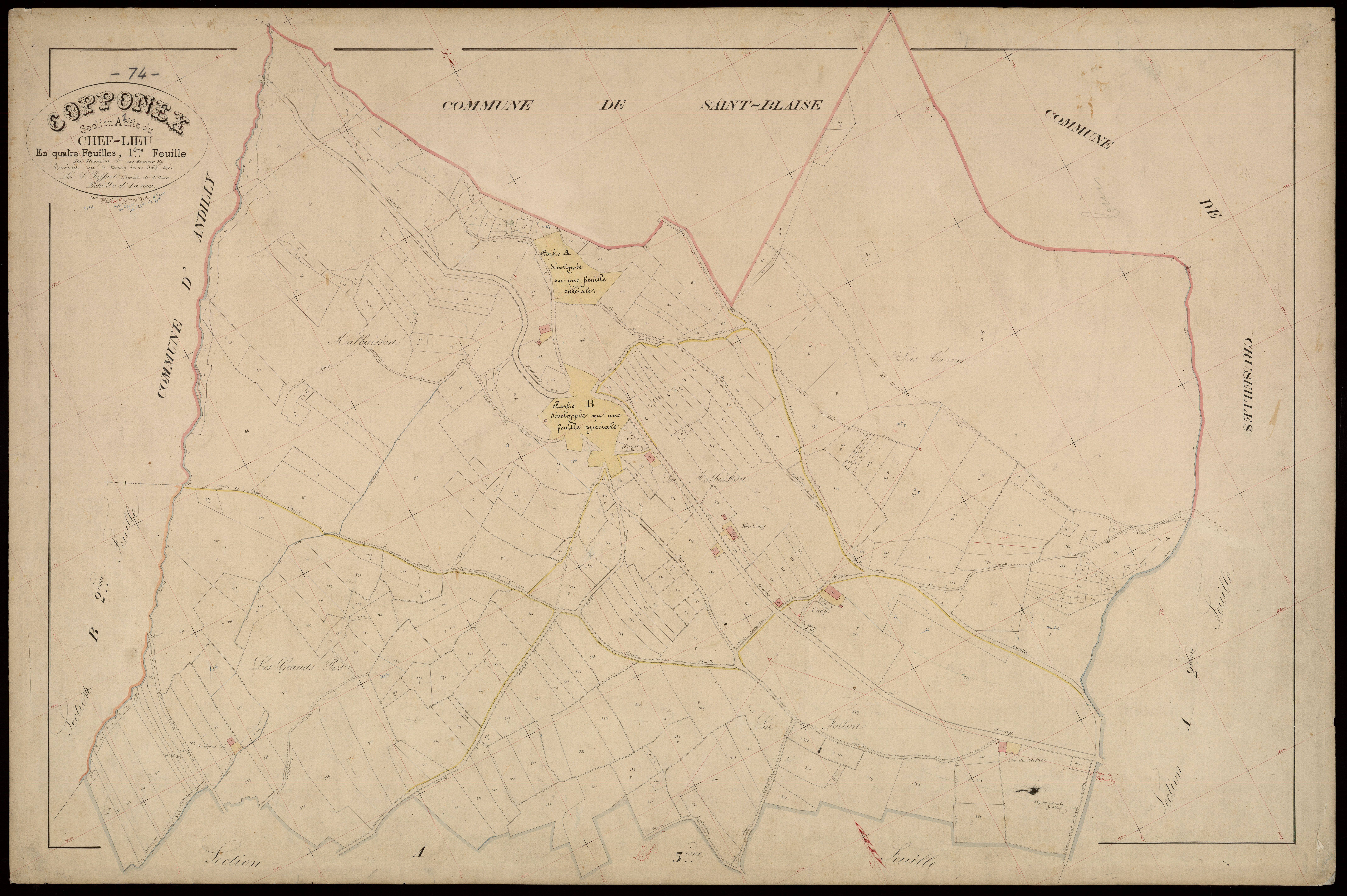 3 P 3 3870 - Feuille n° 2, parcelles n° 370 à 677 - 20 septembre 1870