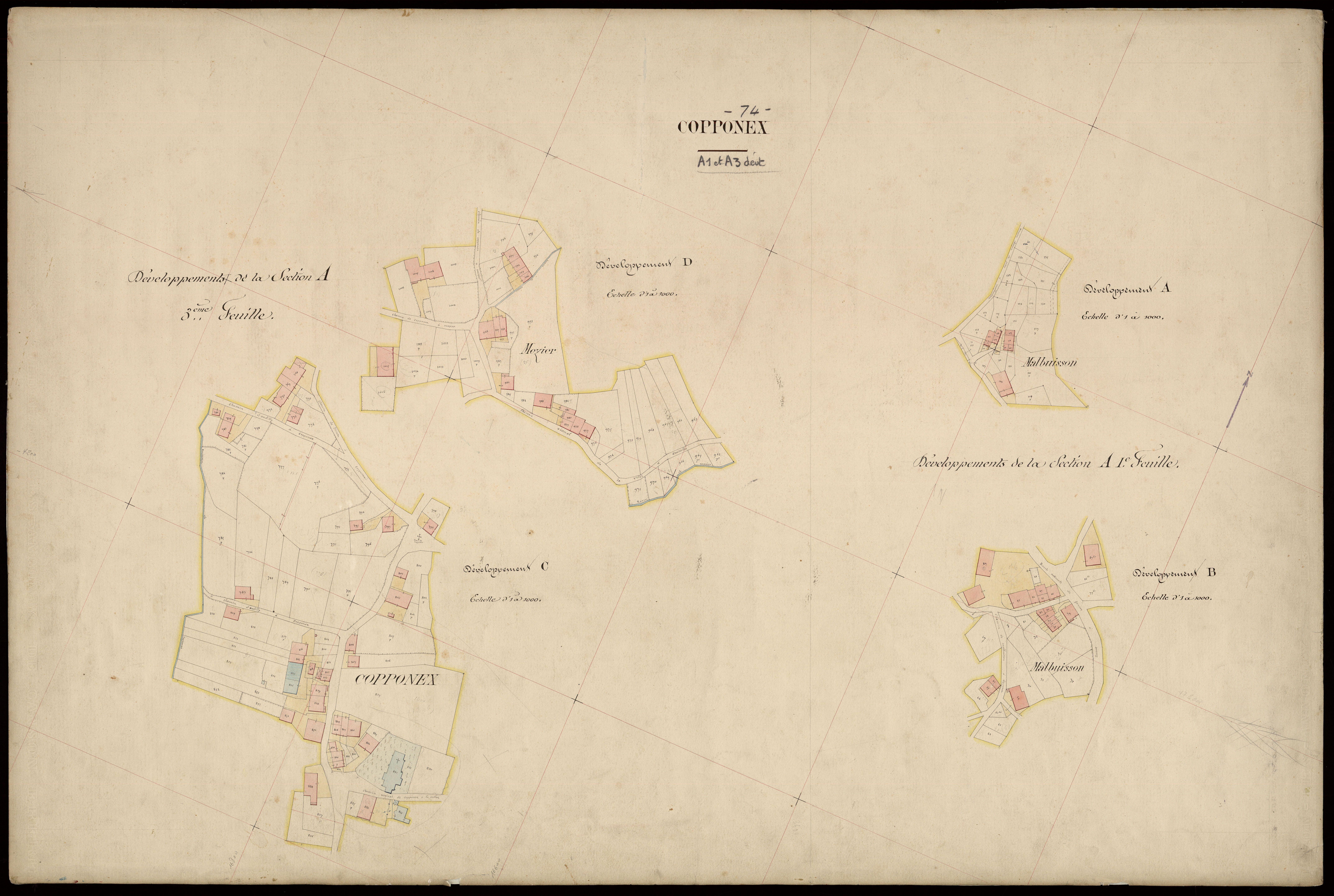 3 P 3 3873 - Feuille n° 4, parcelles n° 109 à 1640 - 15 septembre 1870