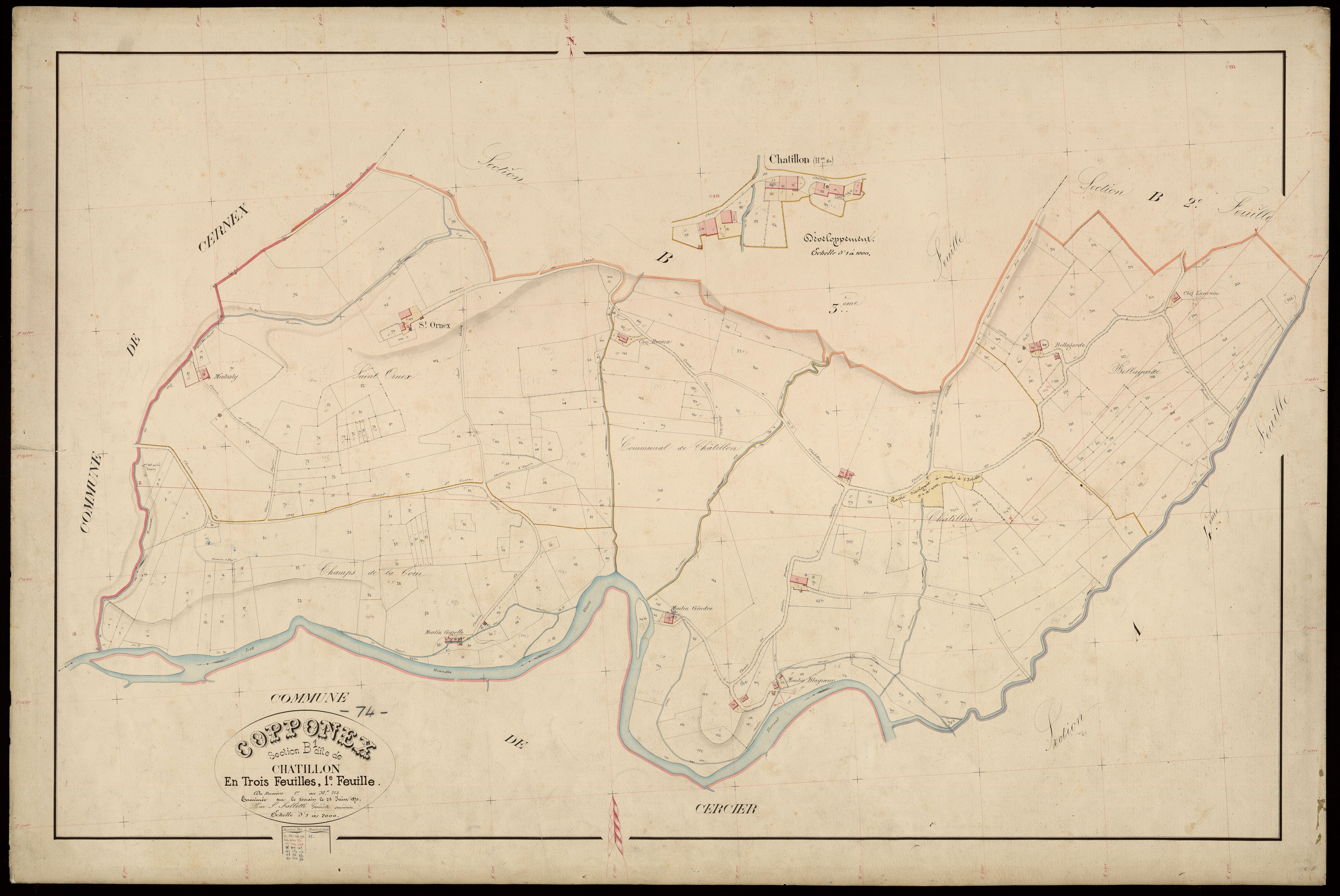 3 P 3 3876 - Feuille n° 2, parcelles n° 23 à 49 - 20 juin 1870