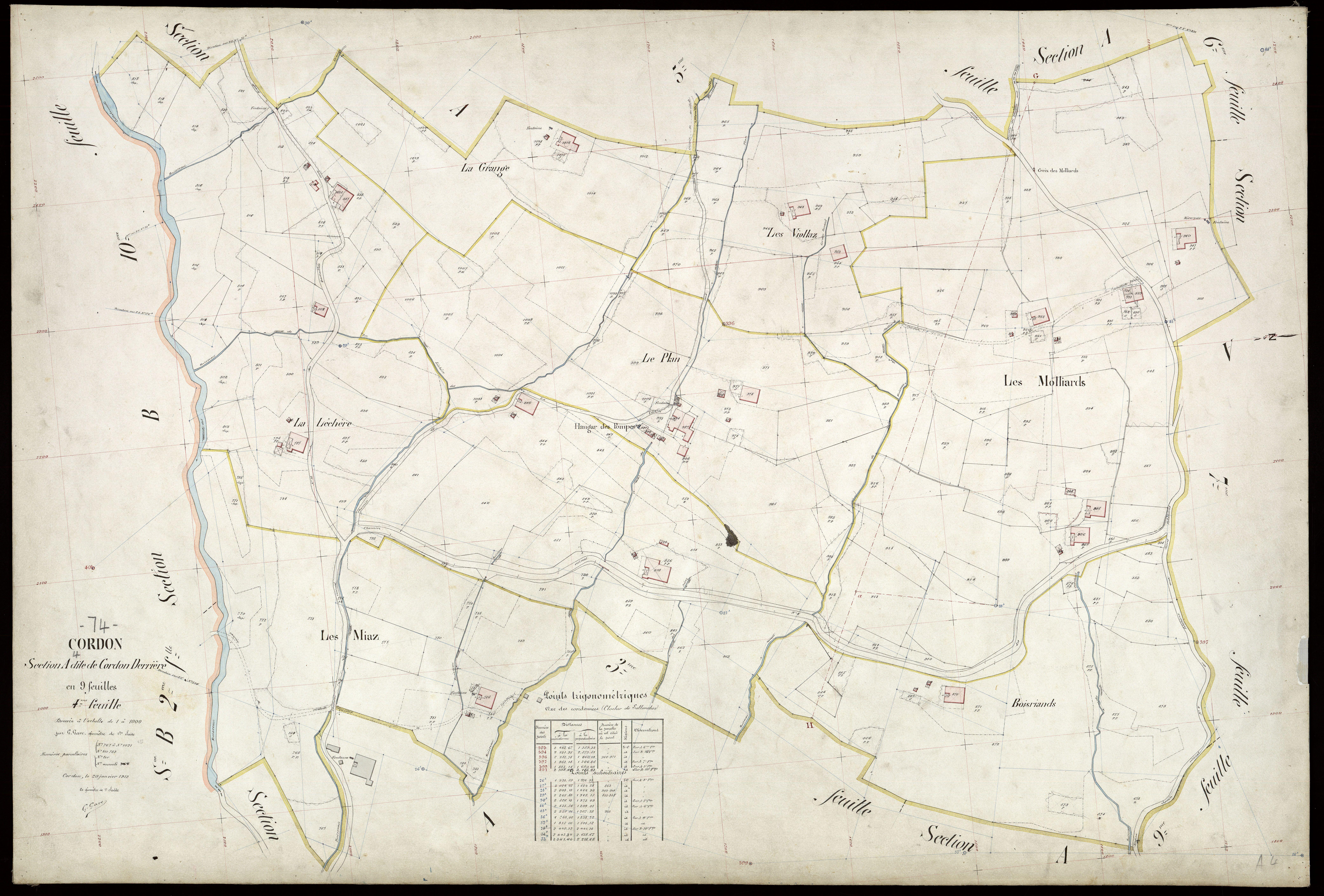 3 P 3 3883 - Feuille n° , parcelles n° 1022 à 1239 - 20 janvier 1912