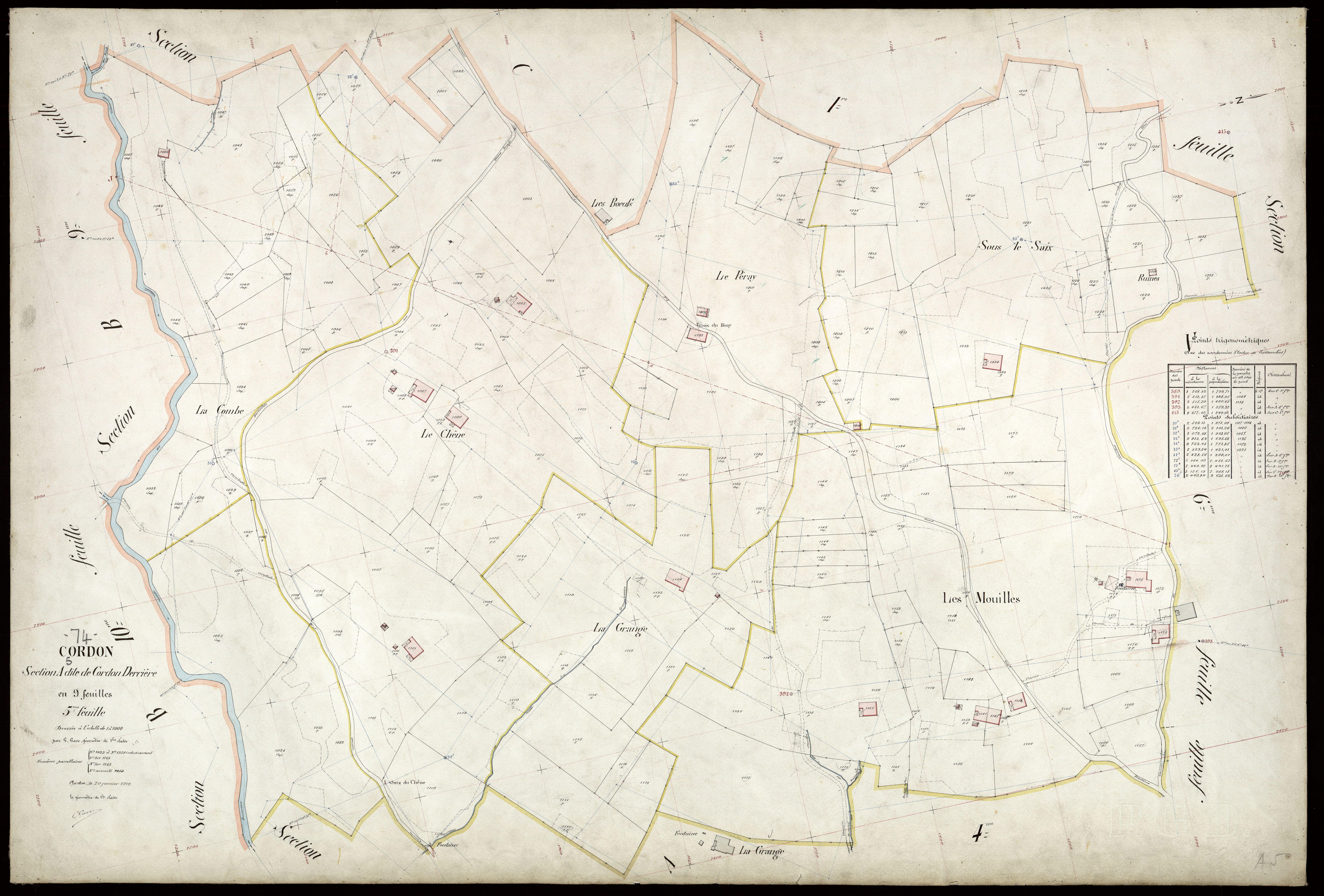 3 P 3 3884 - Feuille n° 6, parcelles n° 1240 à 1391 - 20 janvier 1912