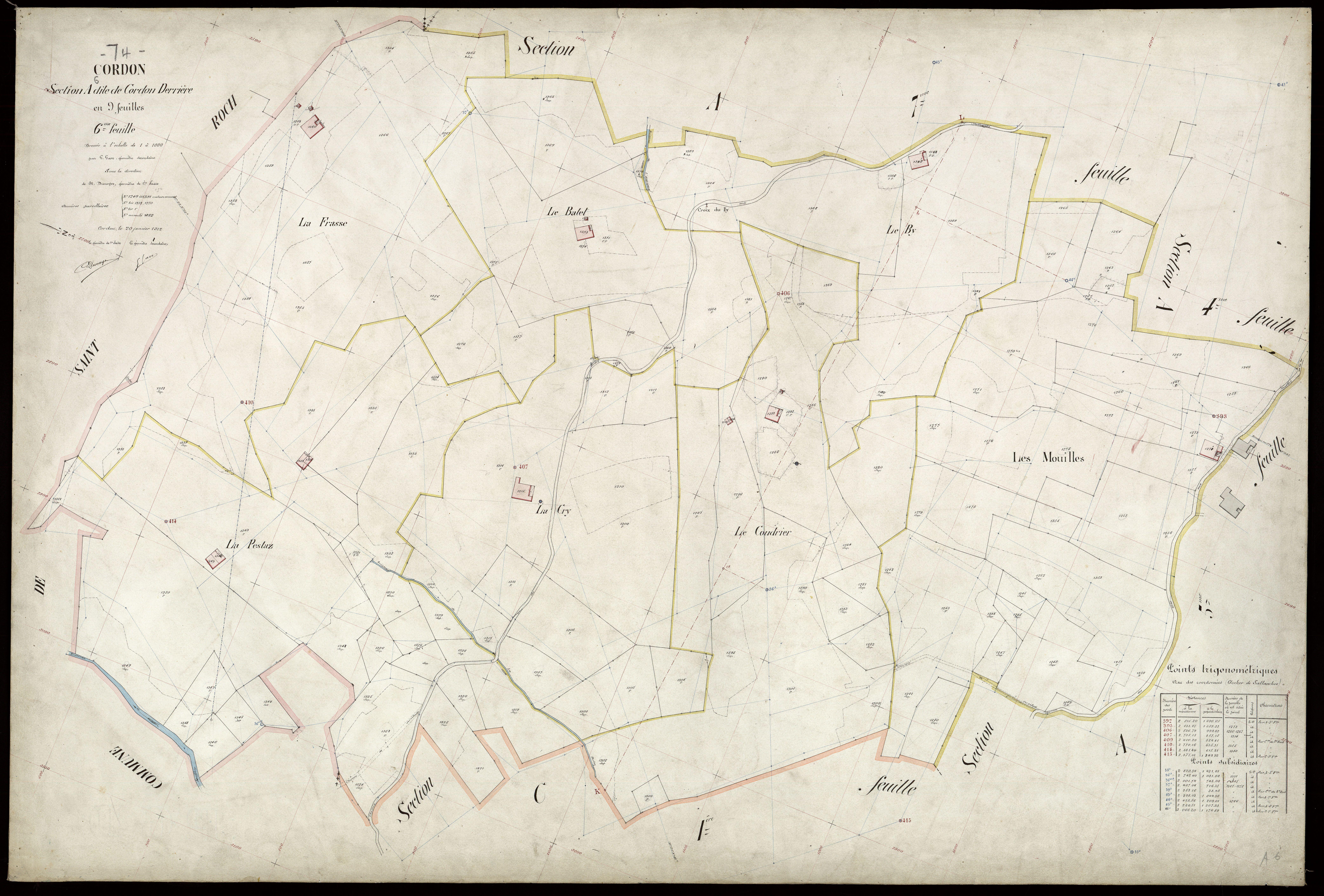 3 P 3 3885 - Feuille n° 7, parcelles n° 1392 à 179 - 20 janvier 1912