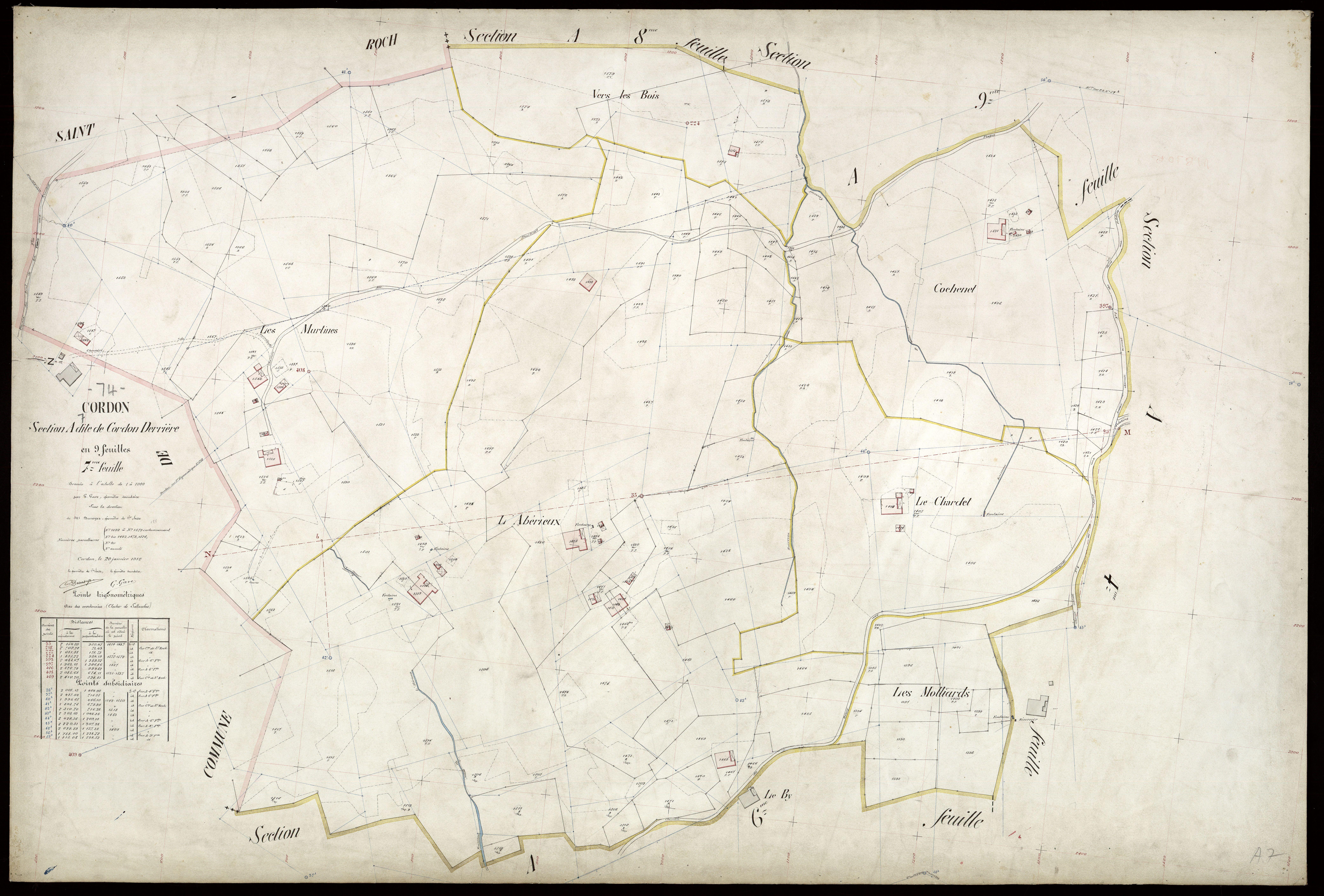3 P 3 3886 - Feuille n° 8, parcelles n° 180 à 1824 - 20 janvier 1912