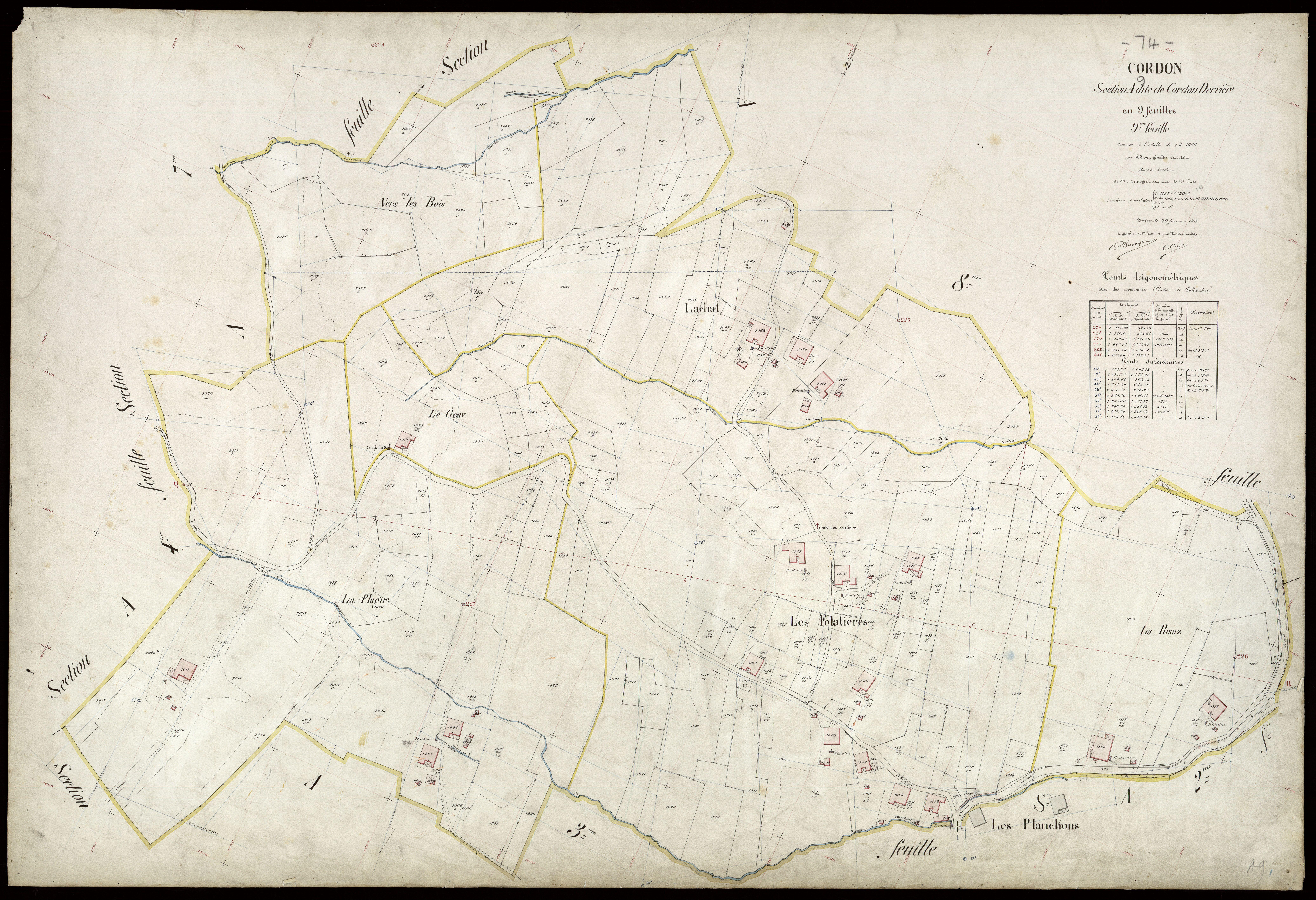 Section B : Cordon Devant - 1912