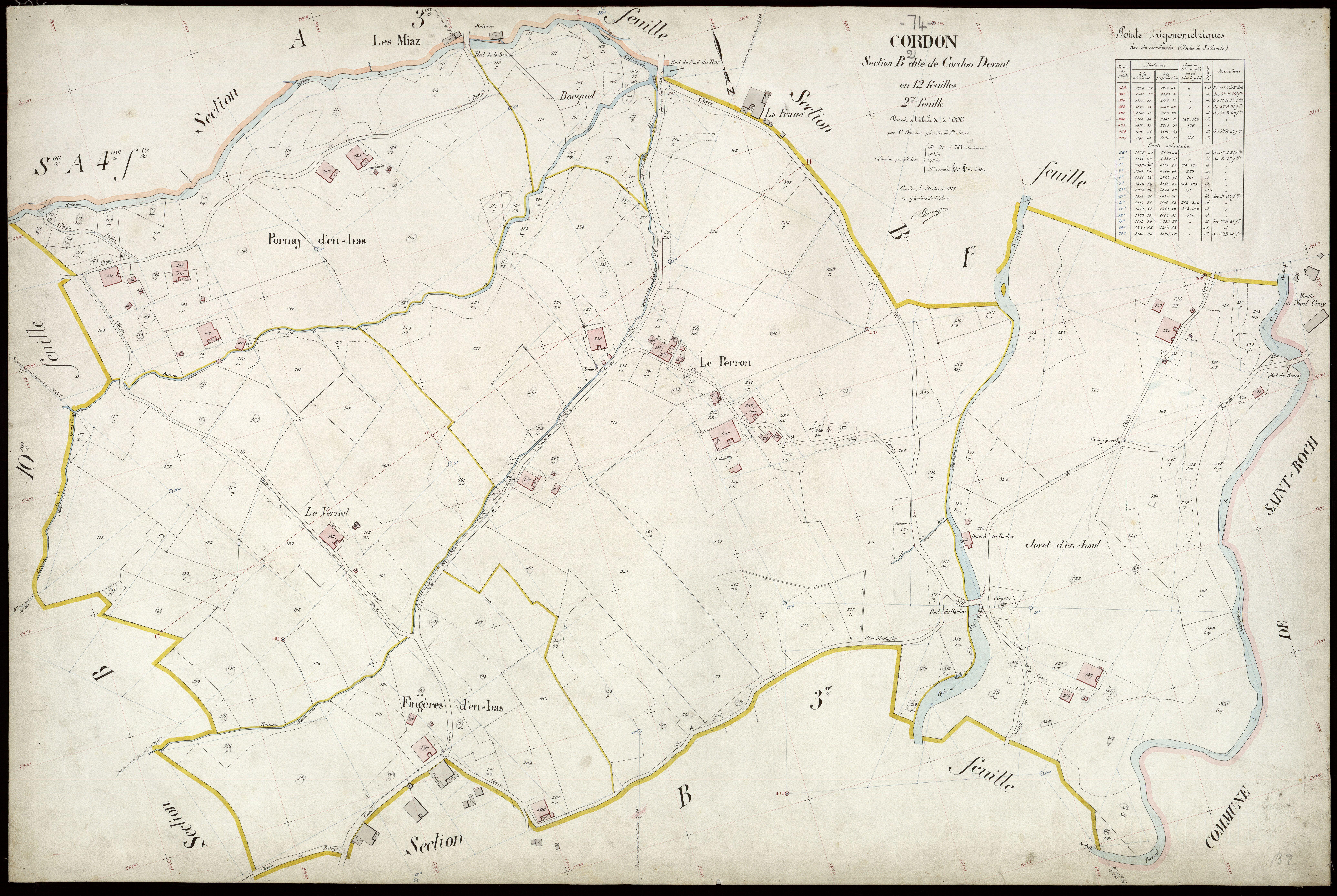 3 P 3 3890 - Feuille n° 3, parcelles n° 364 à 94 - 20 janvier 1912