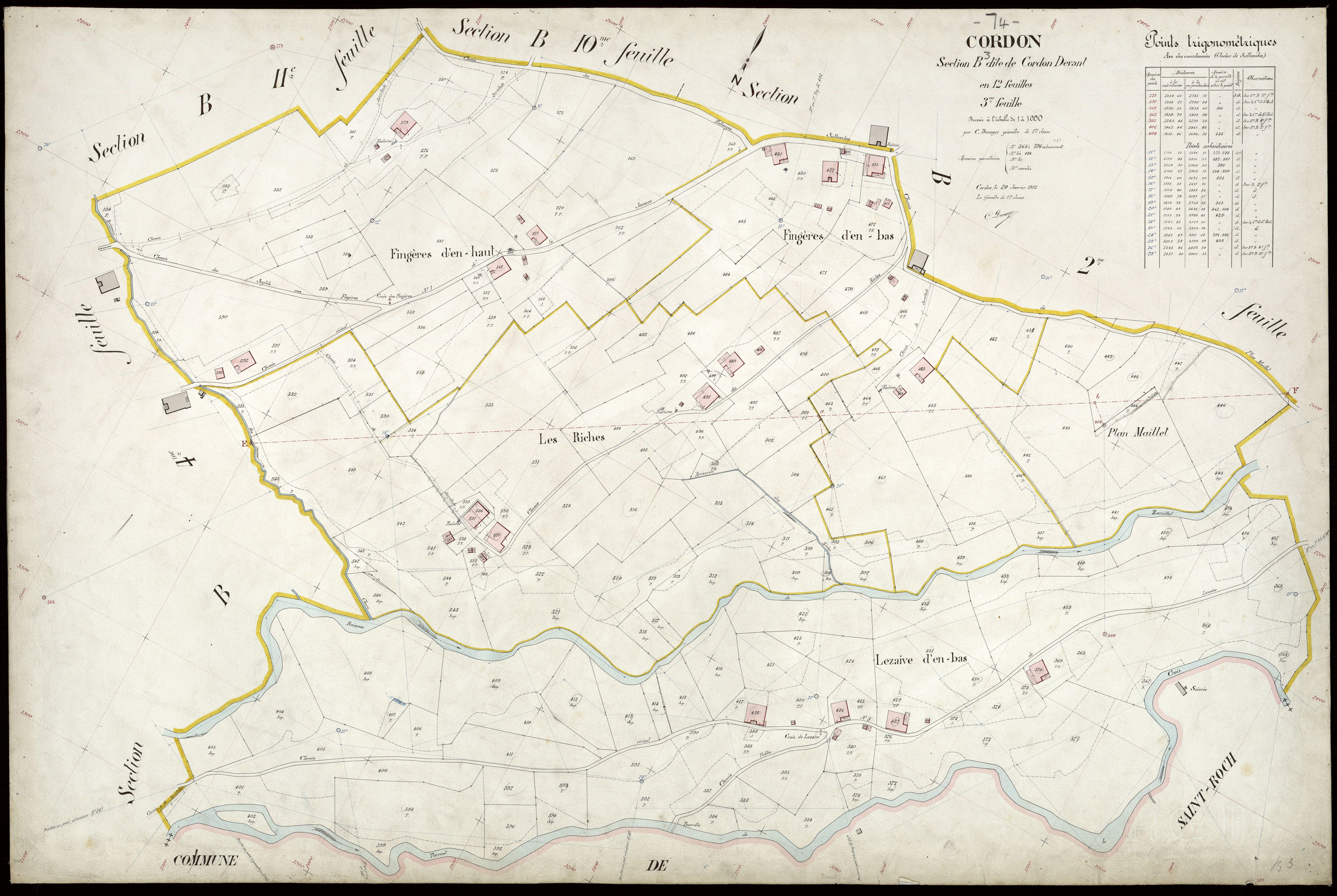 3 P 3 3891 - Feuille n° 4, parcelles n° 9 à 8 - 20 janvier 1912
