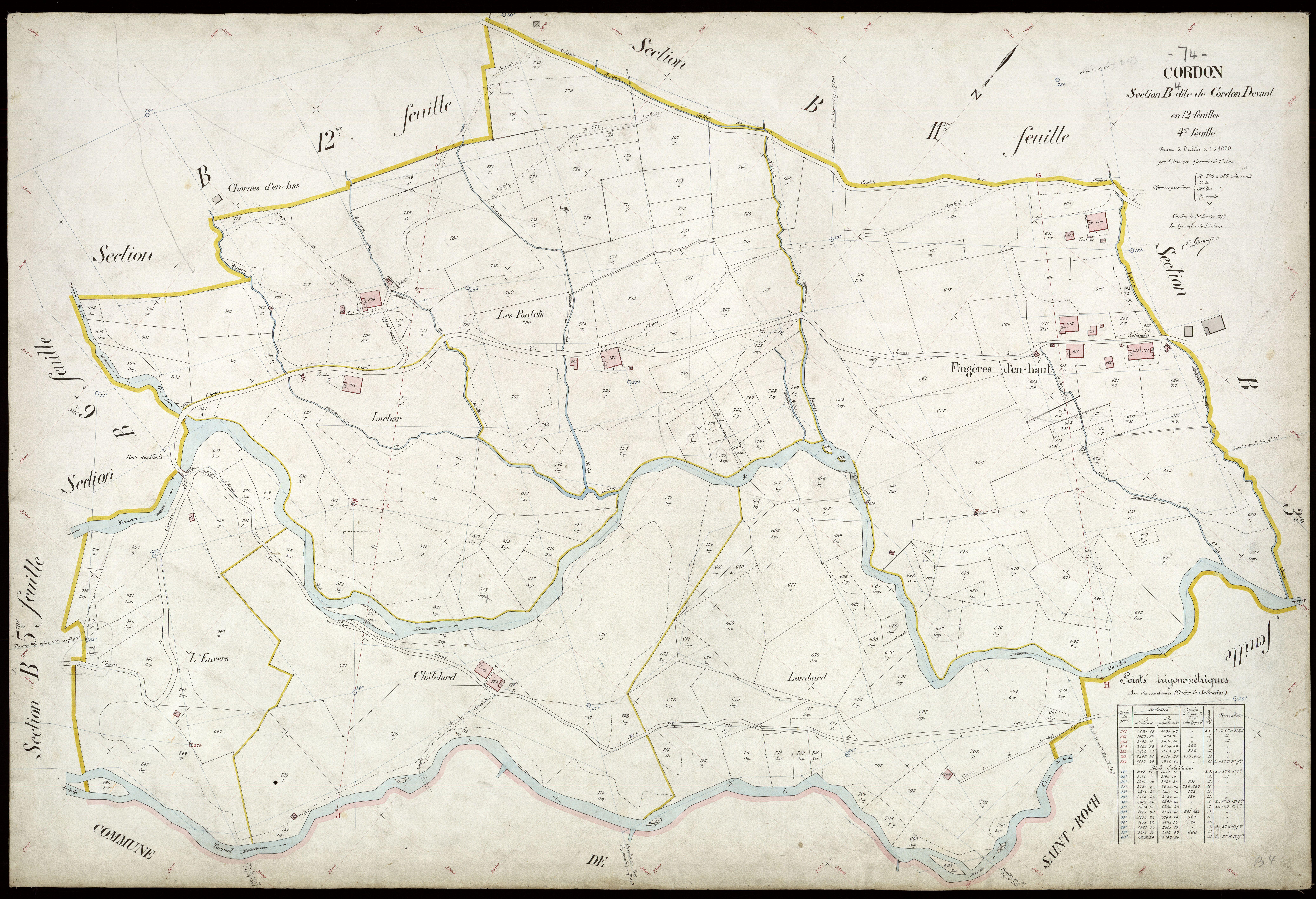 3 P 3 3892 - Feuille n° , parcelles n° 86 à 898 - 20 janvier 1912