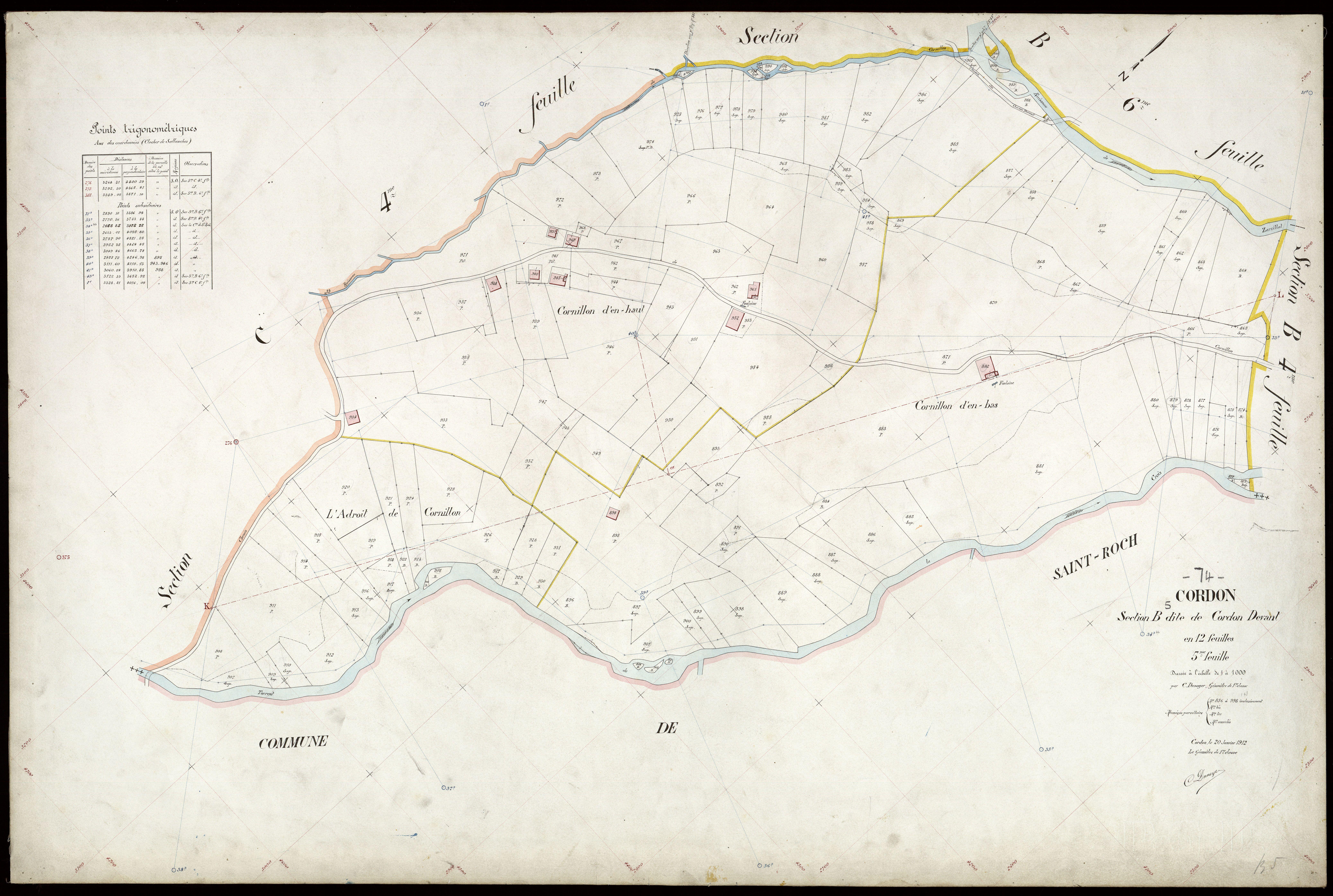 3 P 3 3893 - Feuille n° 6, parcelles n° 999 à 1144 - 20 janvier 1912