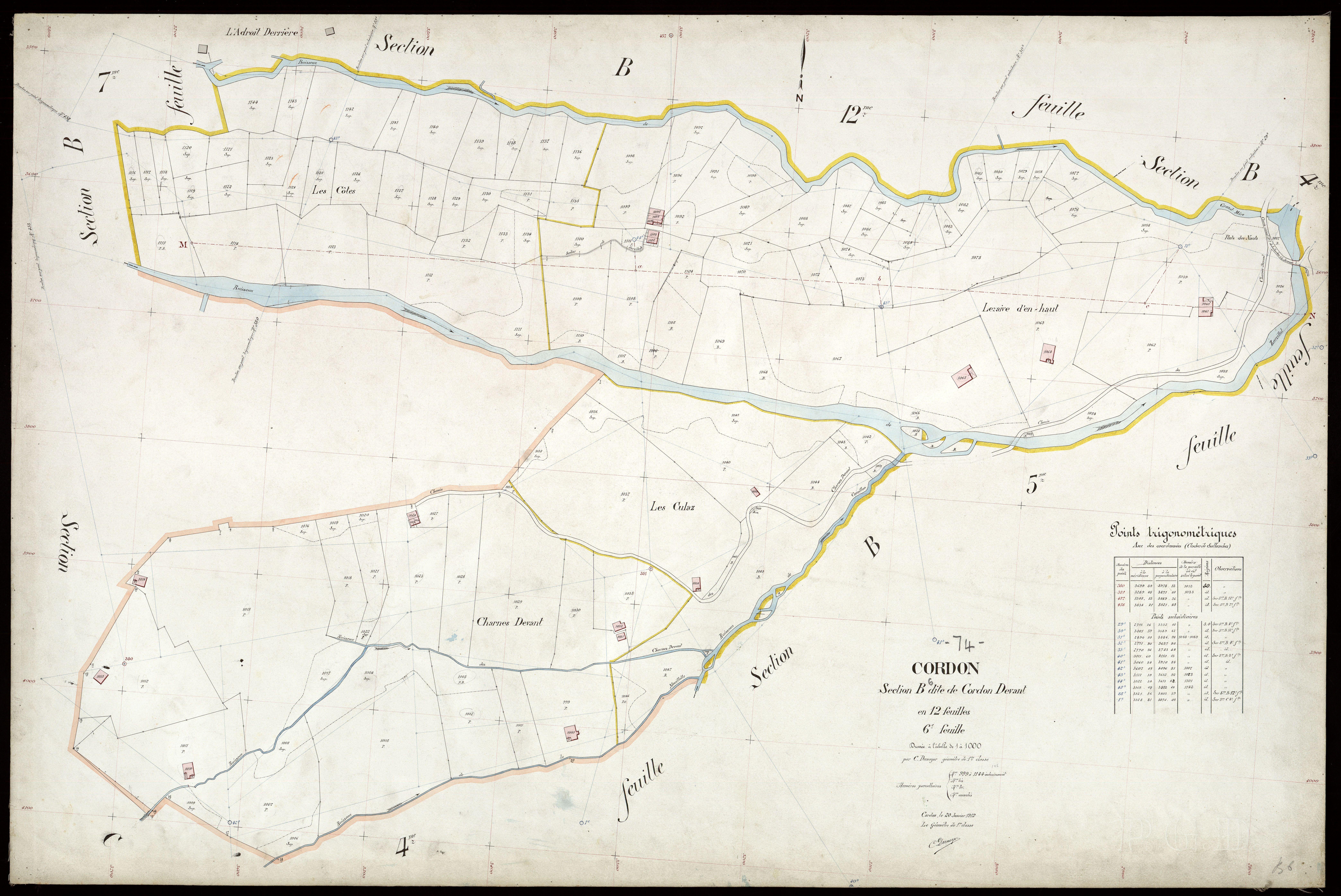 3 P 3 3894 - Feuille n° 7, parcelles n° 114 à 1367 - 20 janvier 1912