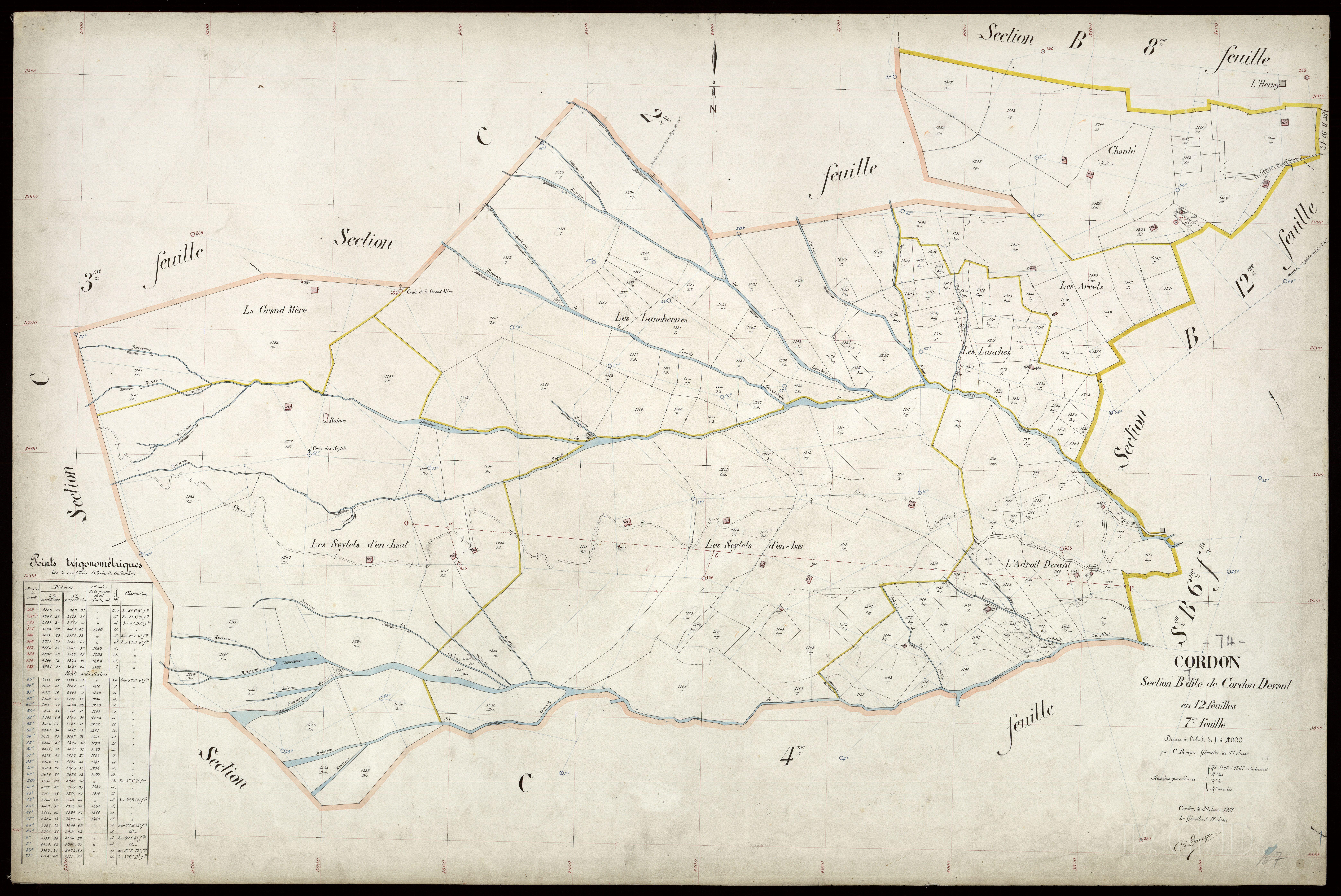 3 P 3 3895 - Feuille n° 8, parcelles n° 1368 à 1416 - 20 janvier 1912