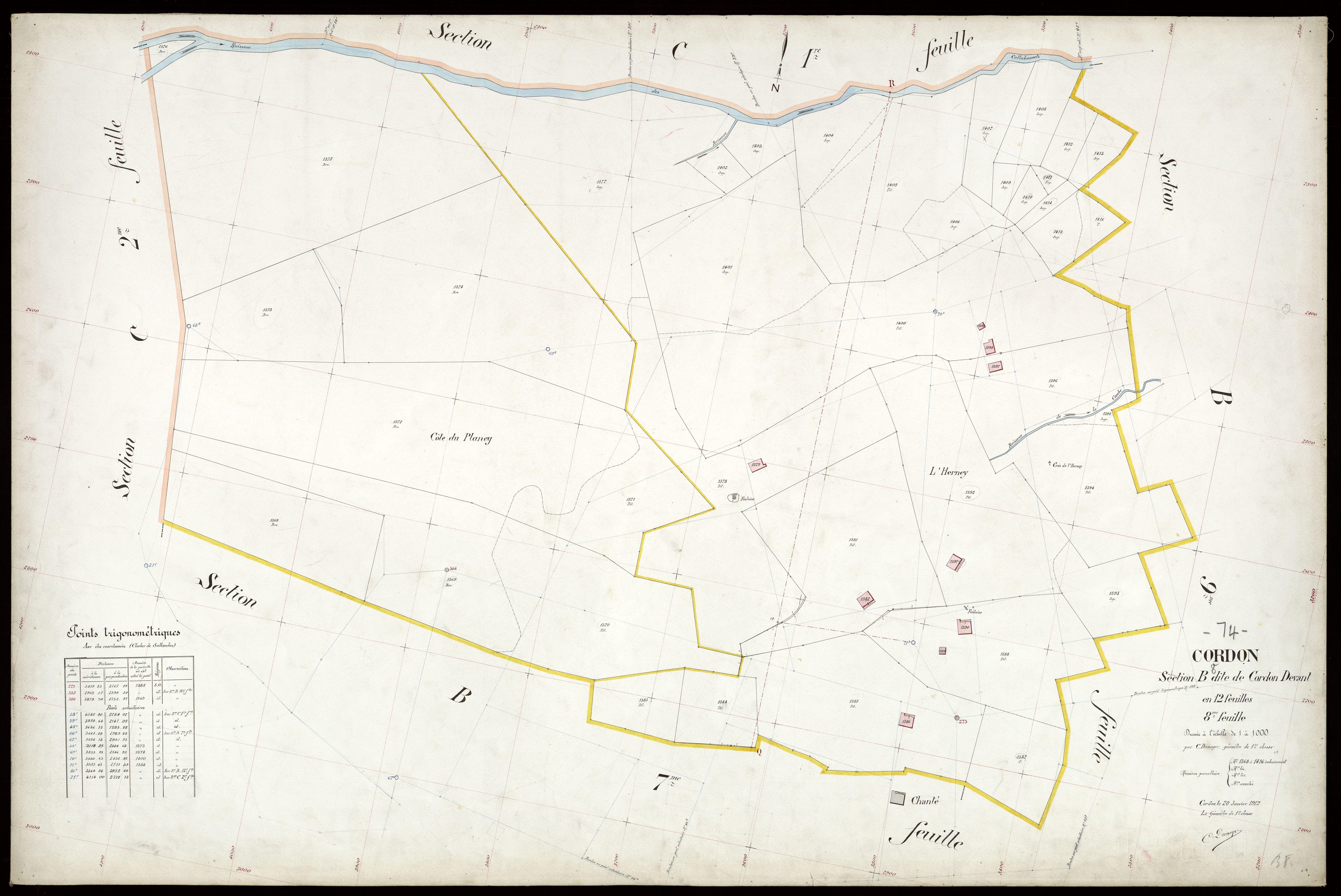 3 P 3 3896 - Feuille n° 9, parcelles n° 1417 à 161 - 20 janvier 1912