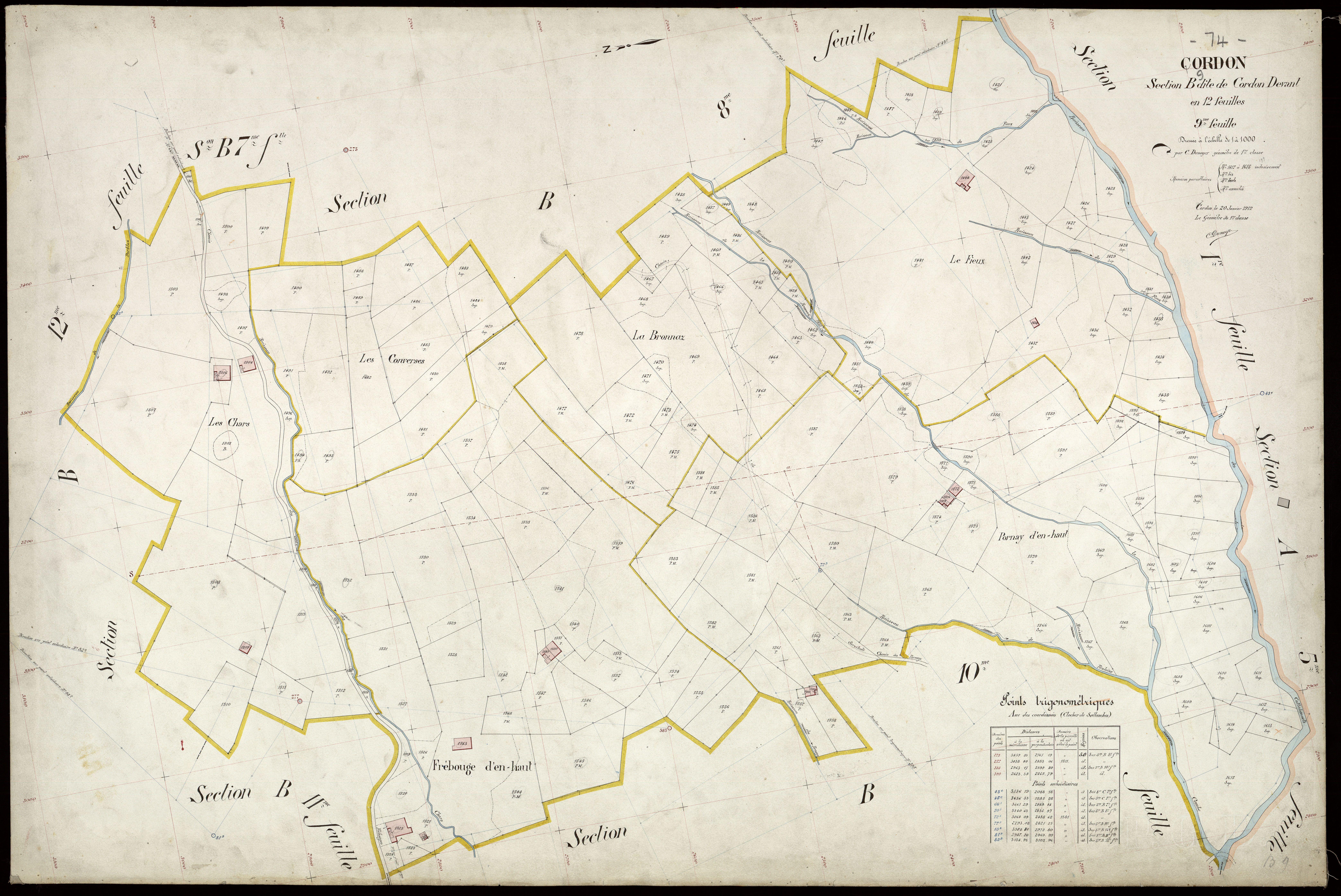 3 P 3 3897 - Feuille n° 10, parcelles n° 1616 à 1916 - 20 janvier 1912