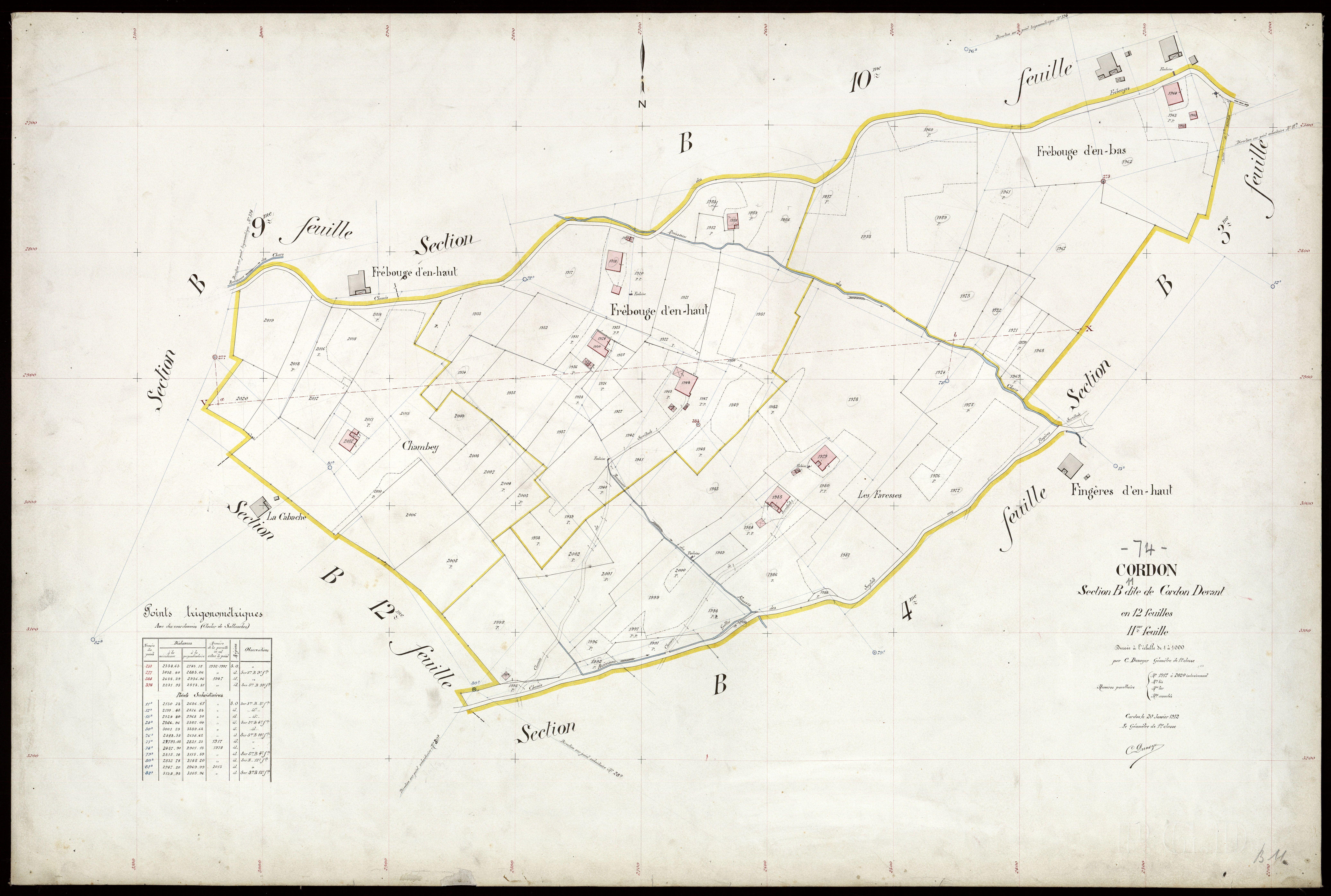 3 P 3 3899 - Feuille n° 12, parcelles n° 2021 à 2248 - 20 janvier 1912