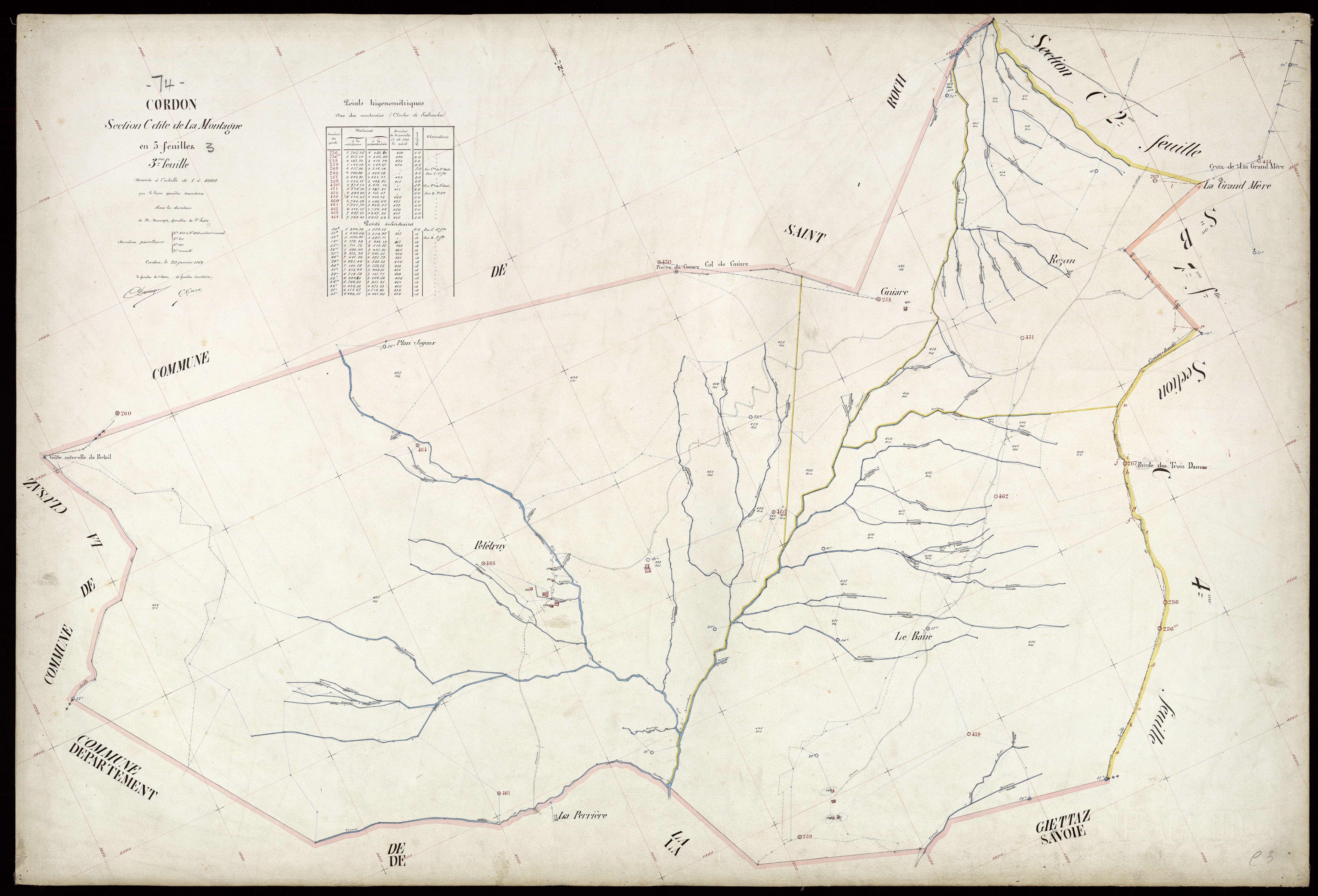 3 P 3 3903 - Feuille n° 4, parcelles n° 464 à 14 - 20 janvier 1912
