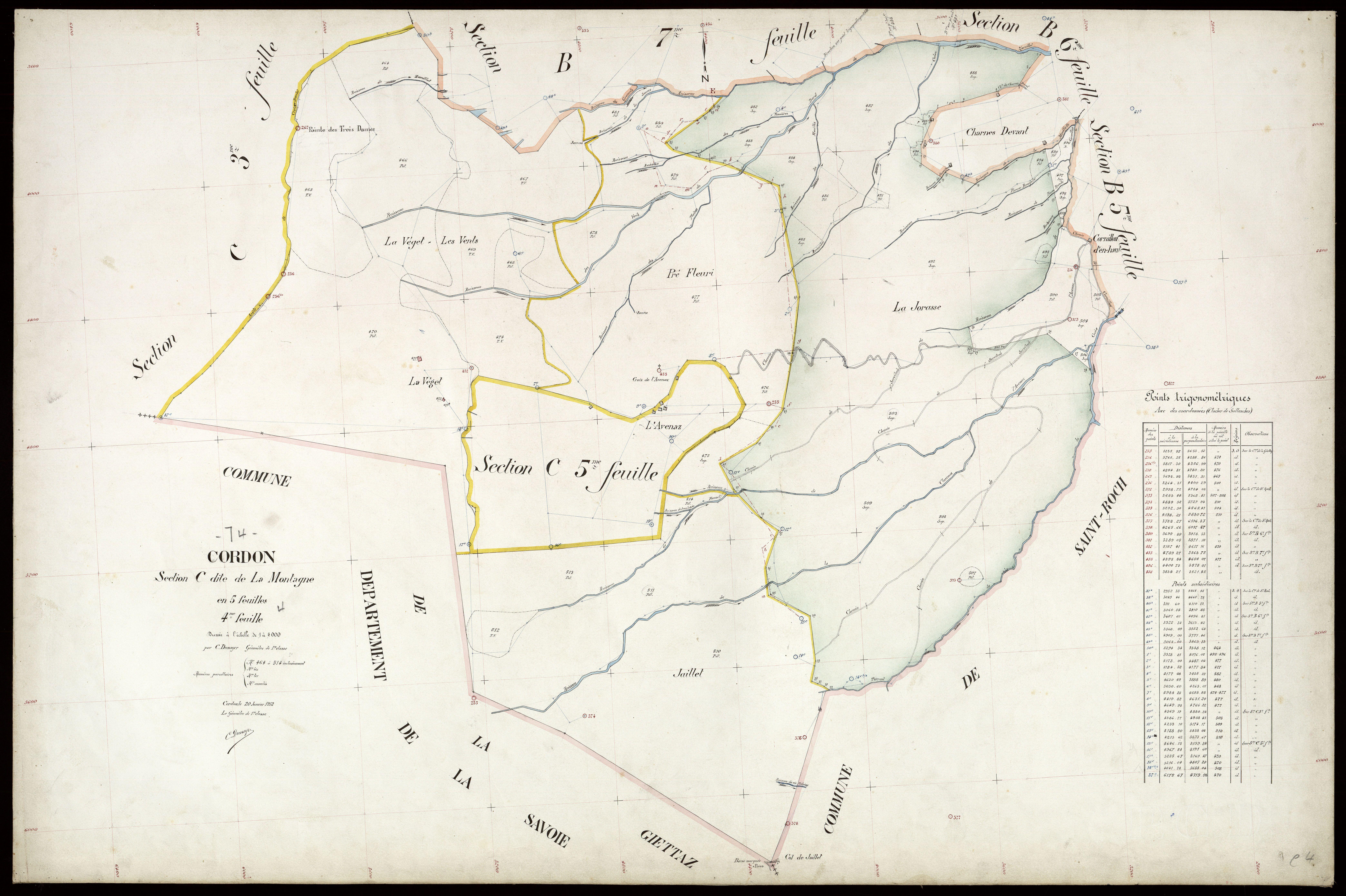 3 P 3 3904 - Feuille n° , parcelles n° 1 à 8 - 20 janvier 1912