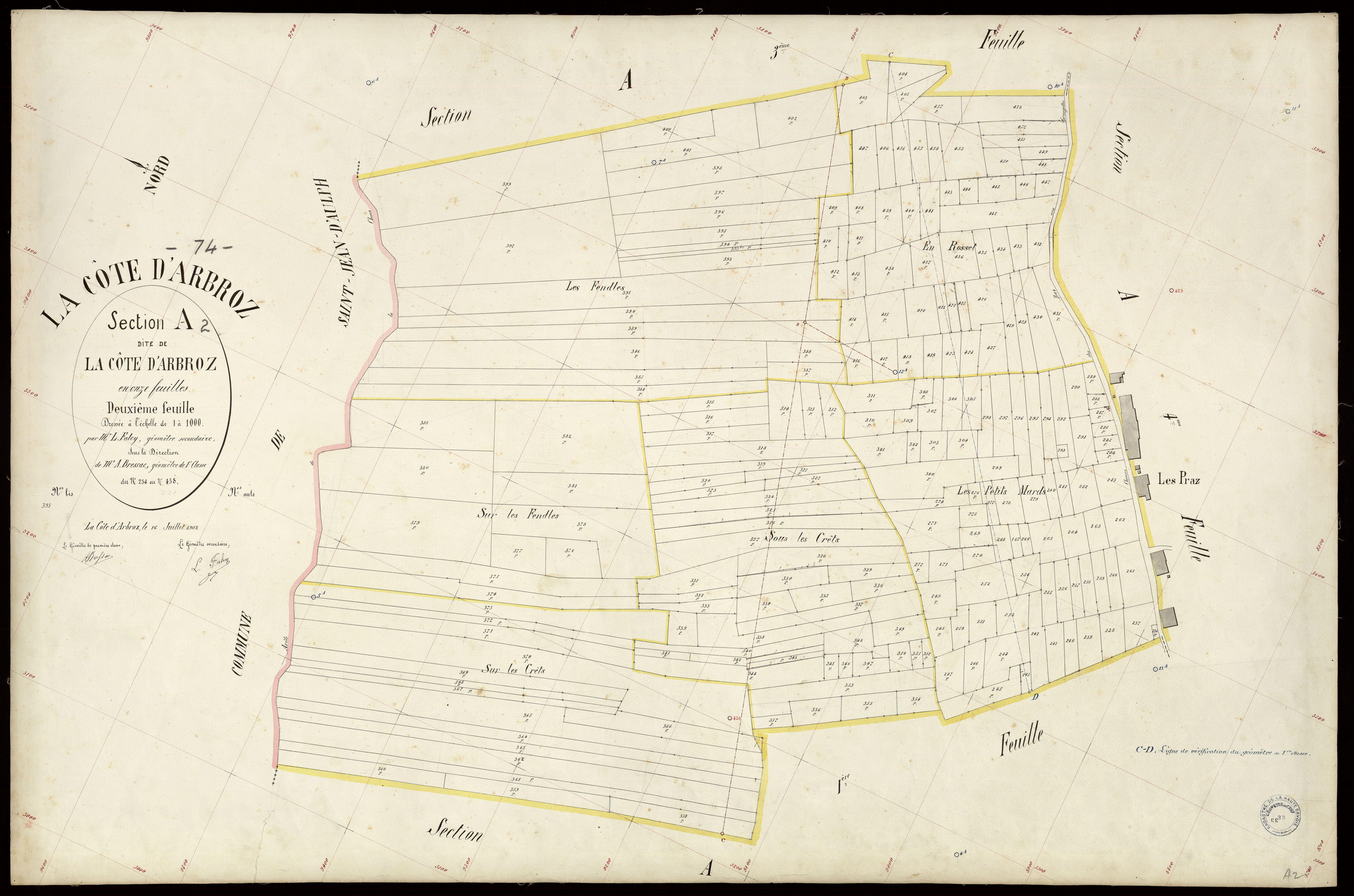 3 P 3 3927 - Feuille n° 3, parcelles n° 49 à 7 - 16 juillet 1902