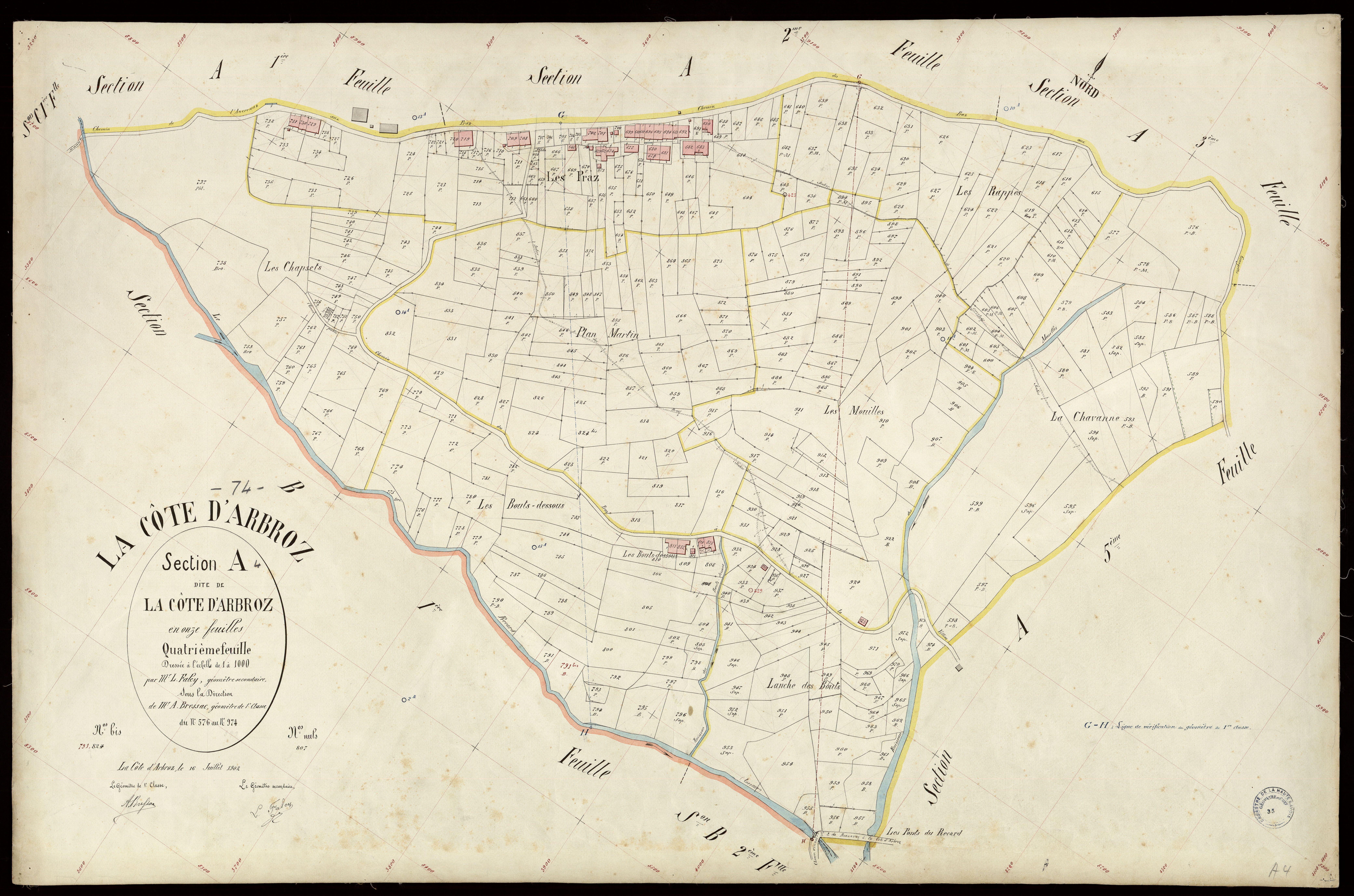 3 P 3 3929 - Feuille n° , parcelles n° 97 à 1077 - 16 juillet 1902