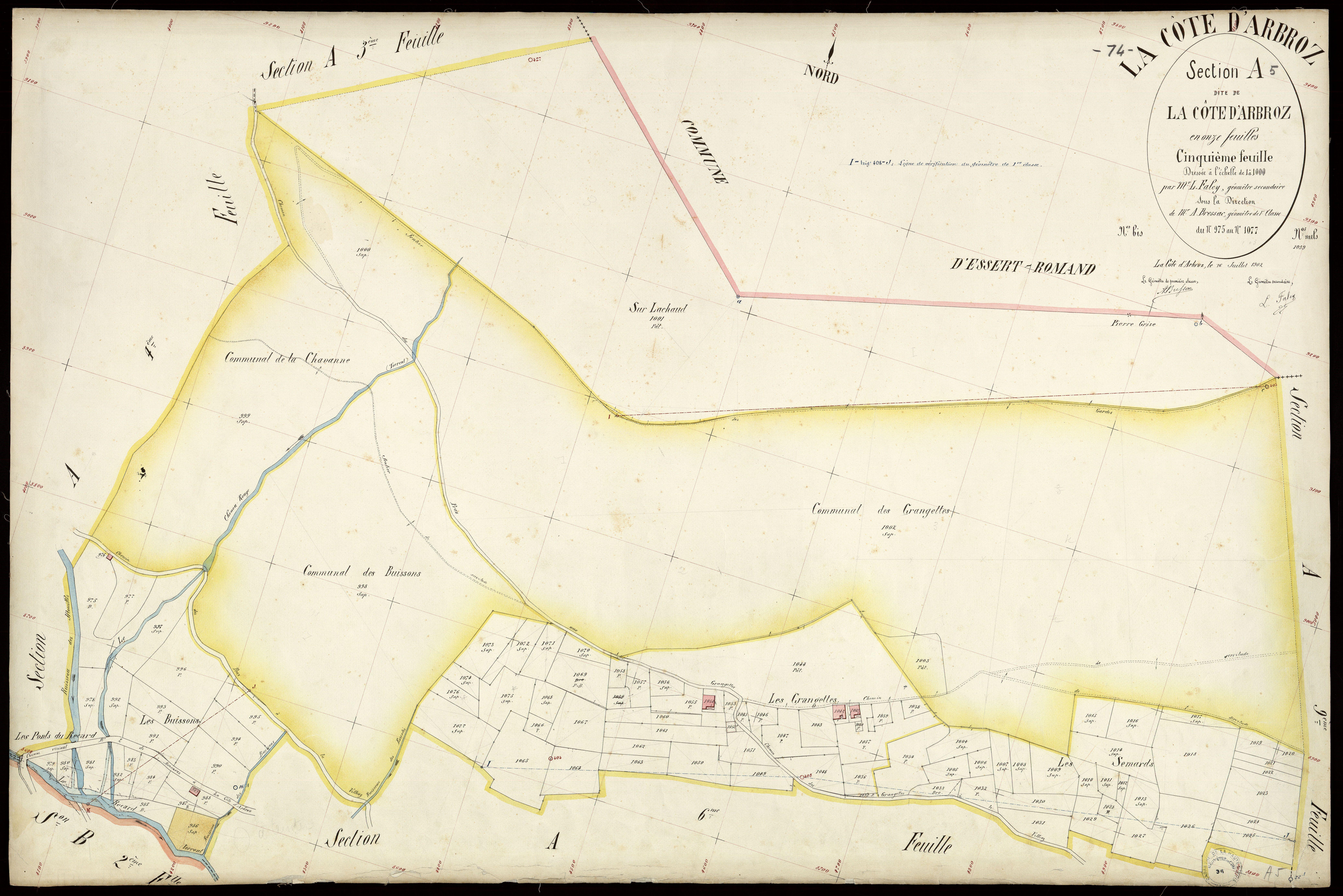 3 P 3 3930 - Feuille n° 6, parcelles n° 1078 à 1 - 16 juillet 1902