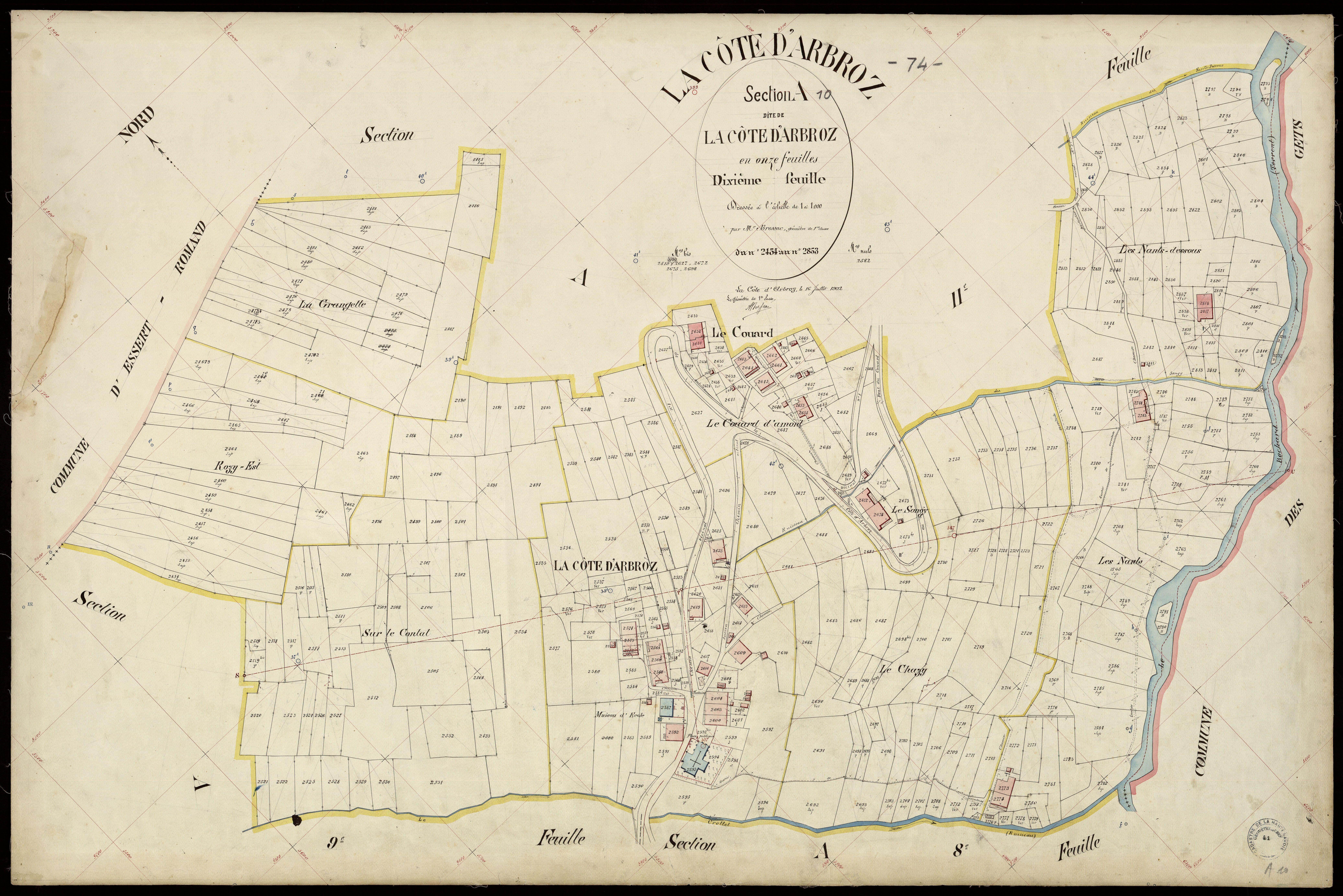3 P 3 3935 - Feuille n° 11, parcelles n° 284 à 323 - 16 juillet 1902