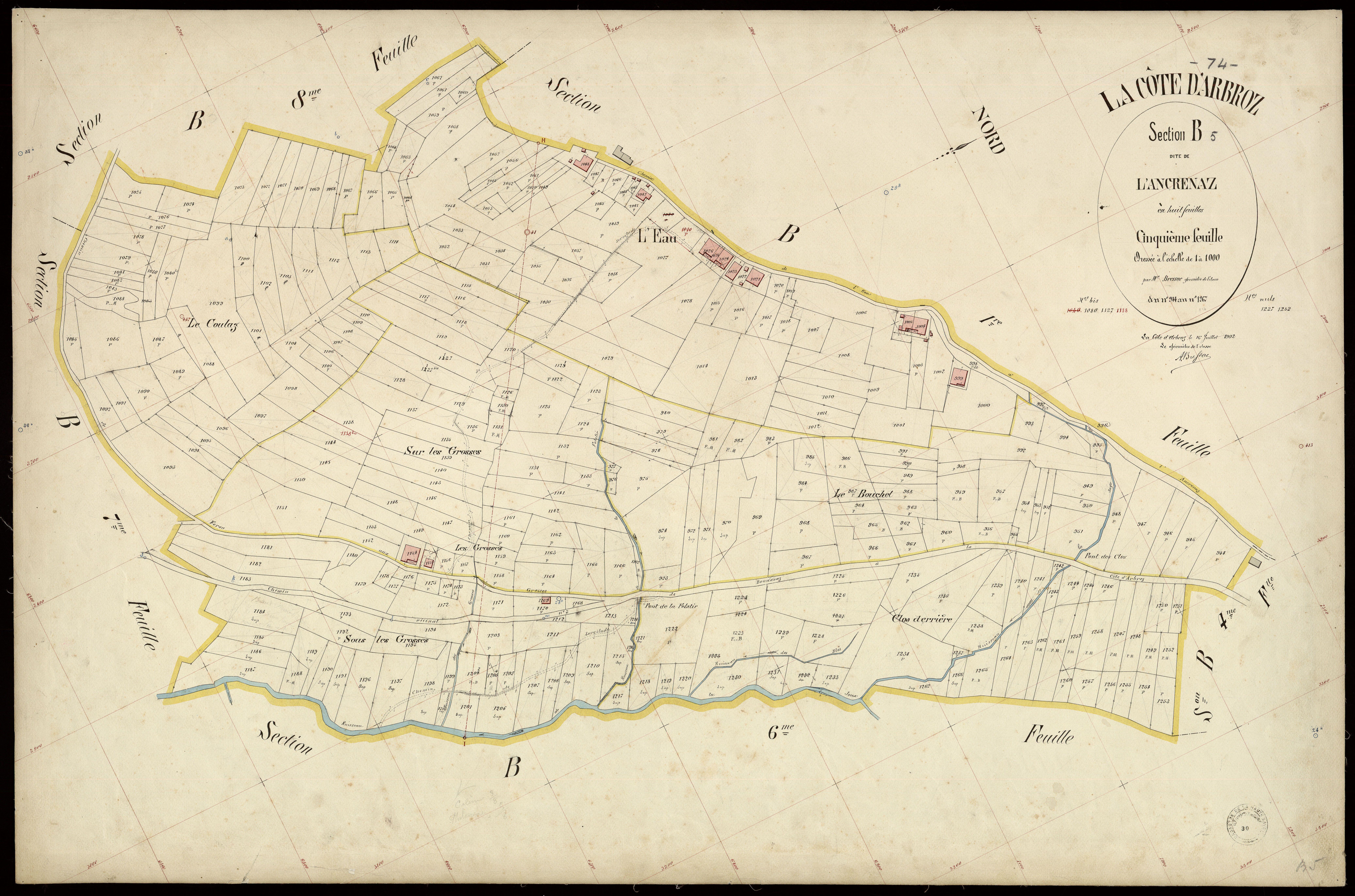 3 P 3 3941 - Feuille n° 6, parcelles n° 1268 à 1310 - 16 juillet 1902