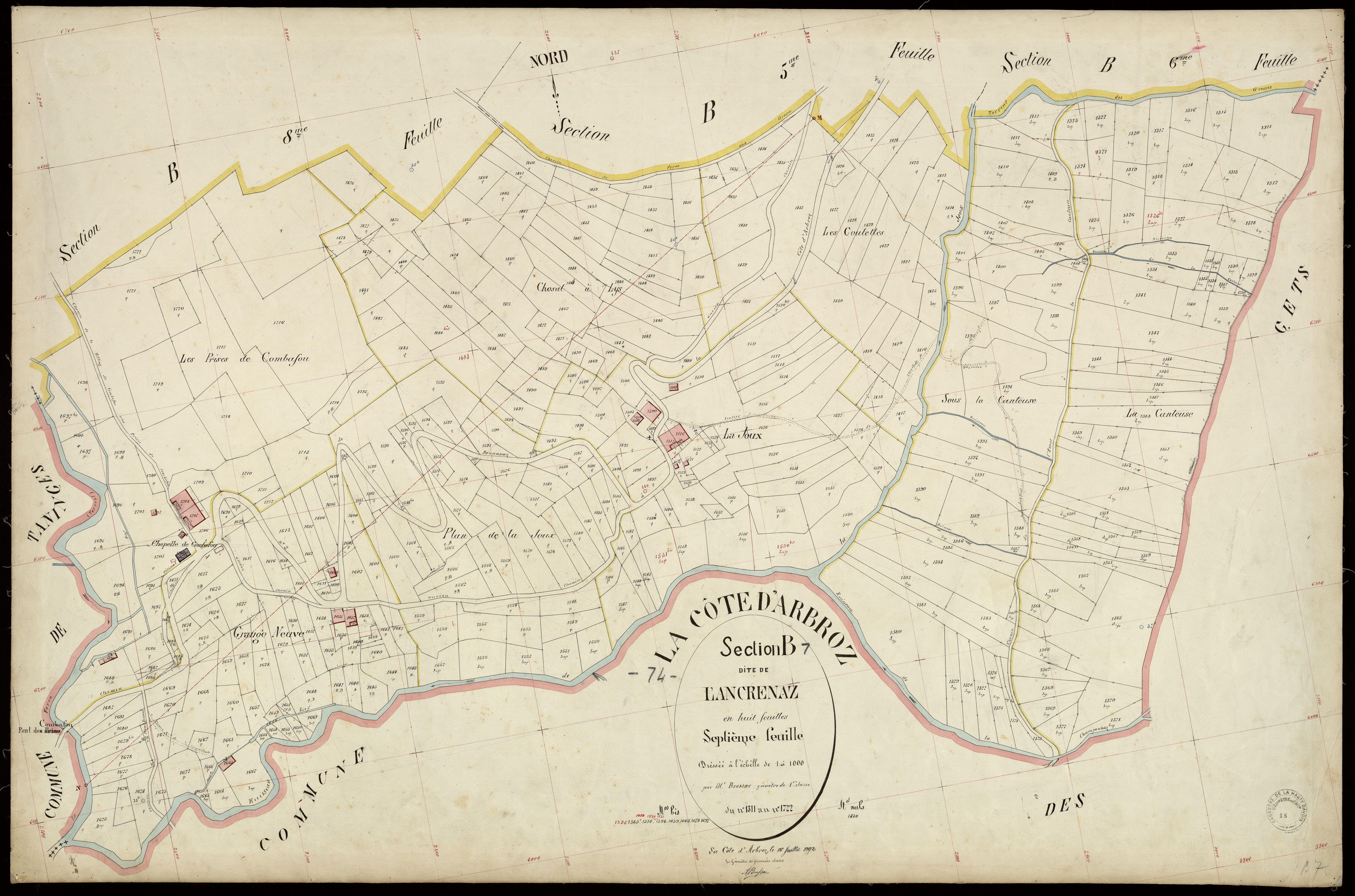 3 P 3 3943 - Feuille n° 8, parcelles n° 1723 à 2062 - 16 juillet 1902
