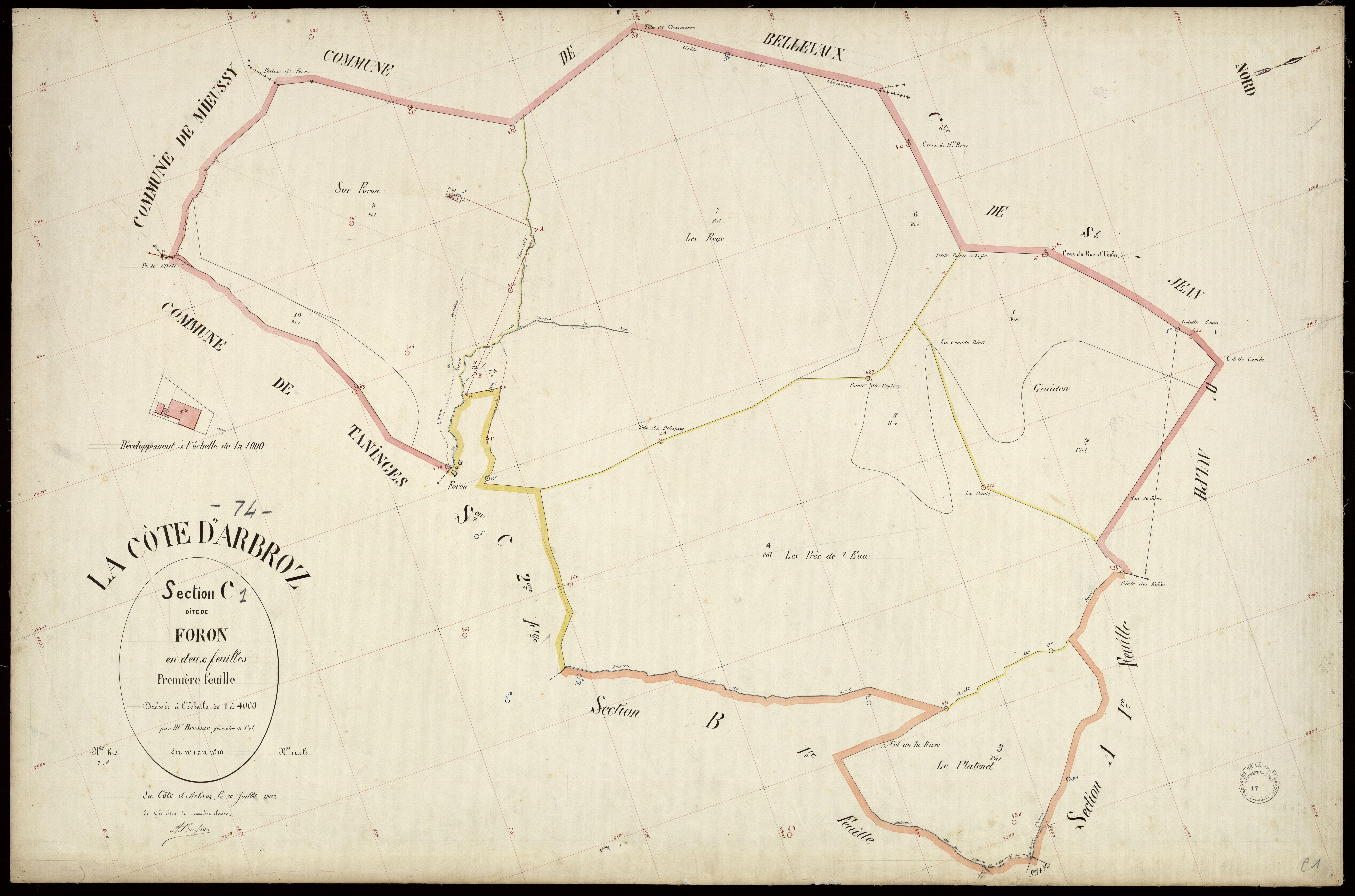 3 P 3 3945 - Feuille n° 2, parcelles n° 11 à 336 - 16 juillet 1902