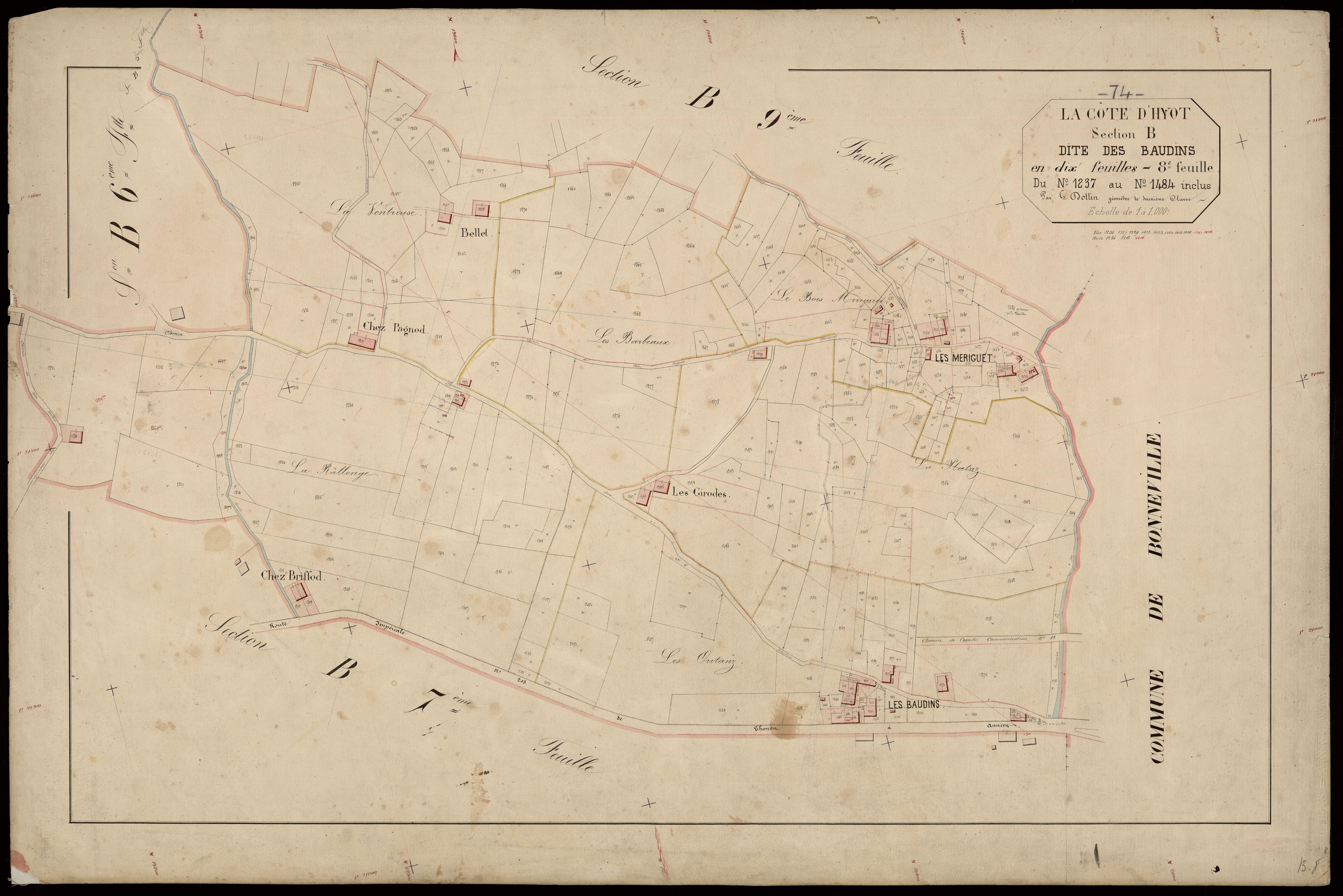 3 P 3 3960 - Feuille n° 9, parcelles n° 148 à 1873 -