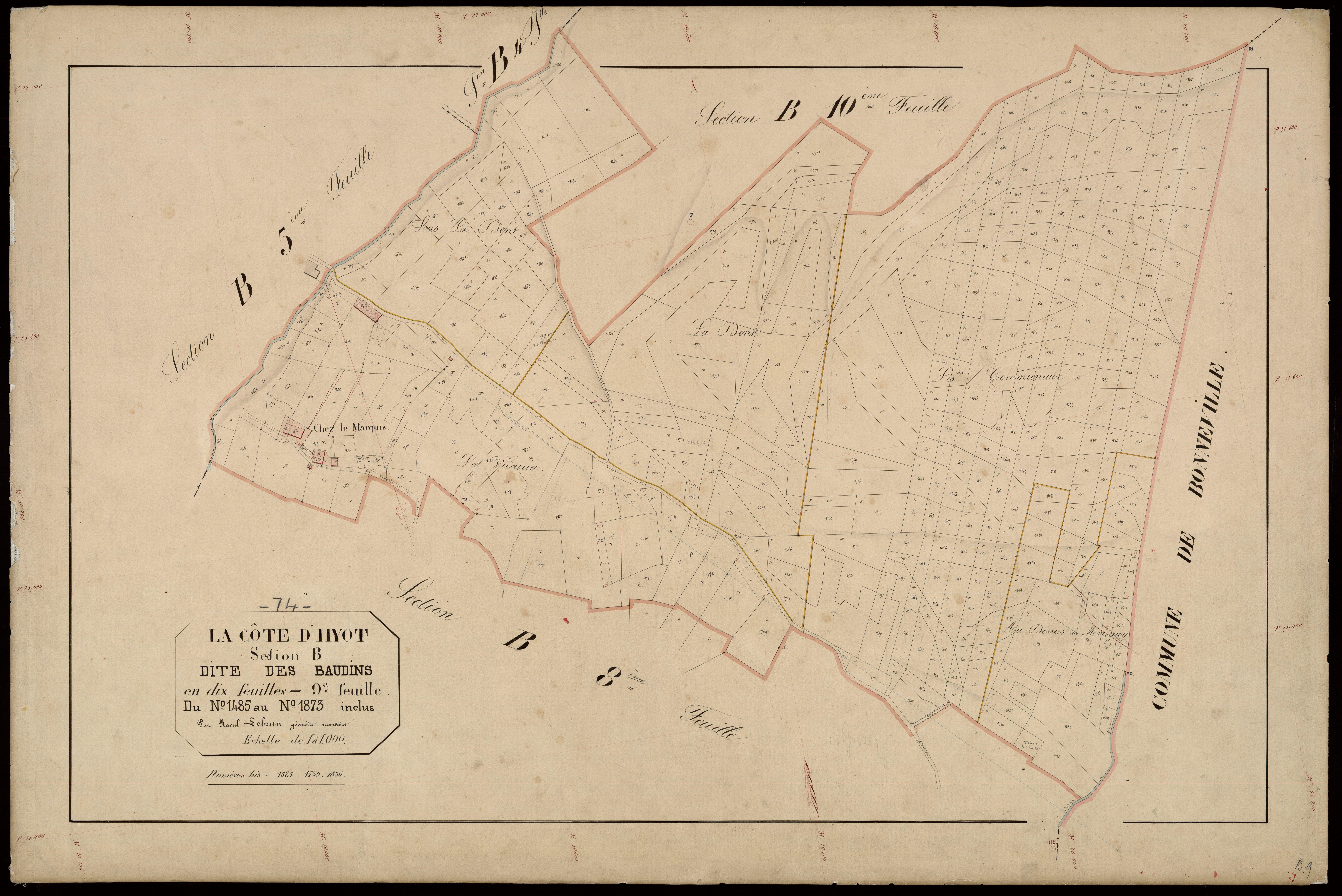 3 P 3 3961 - Feuille n° 10, parcelles n° 1874 à 213 -