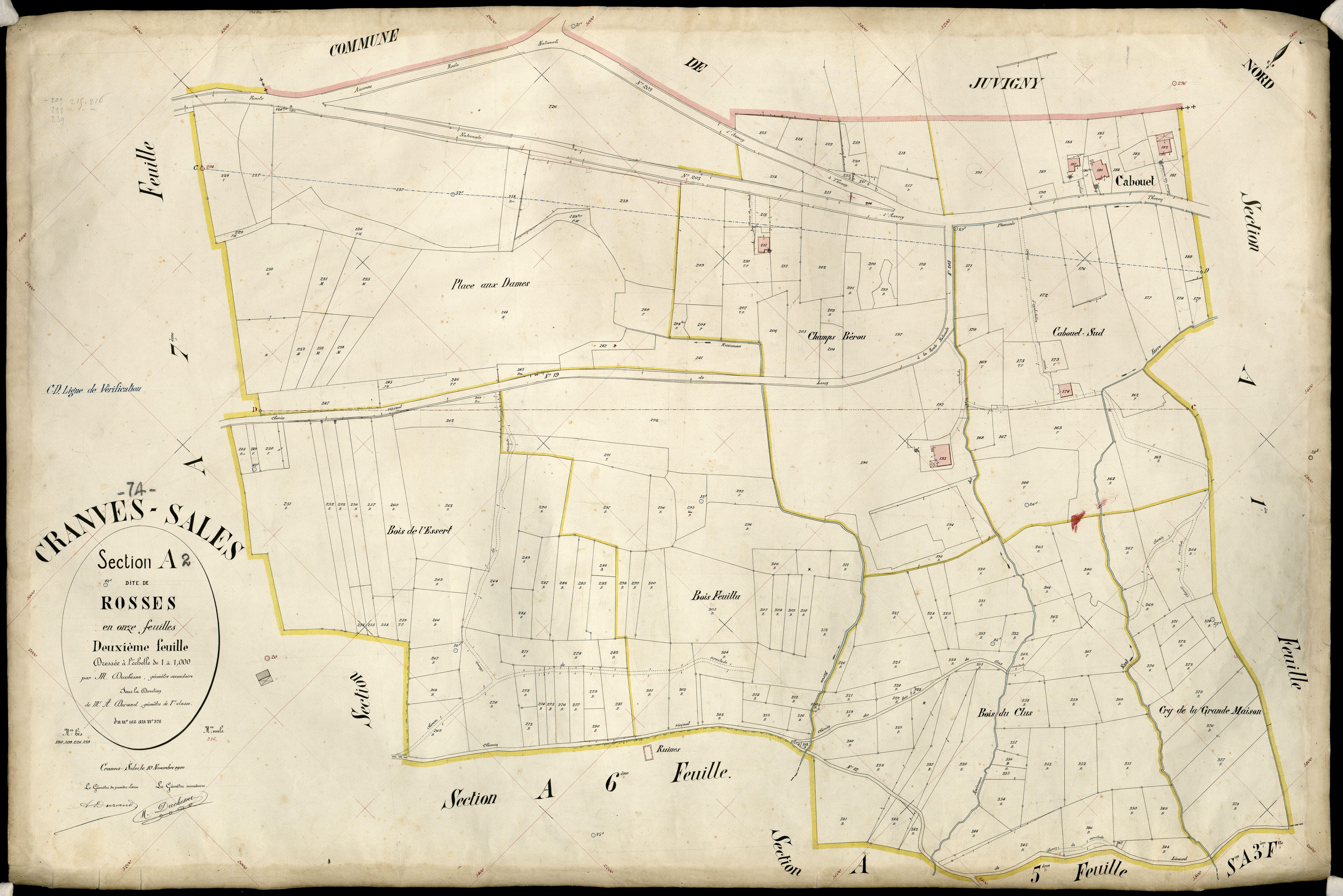 3 P 3 3965 - Feuille n° 3, parcelles n° 379 à 487 - 10 novembre 1900