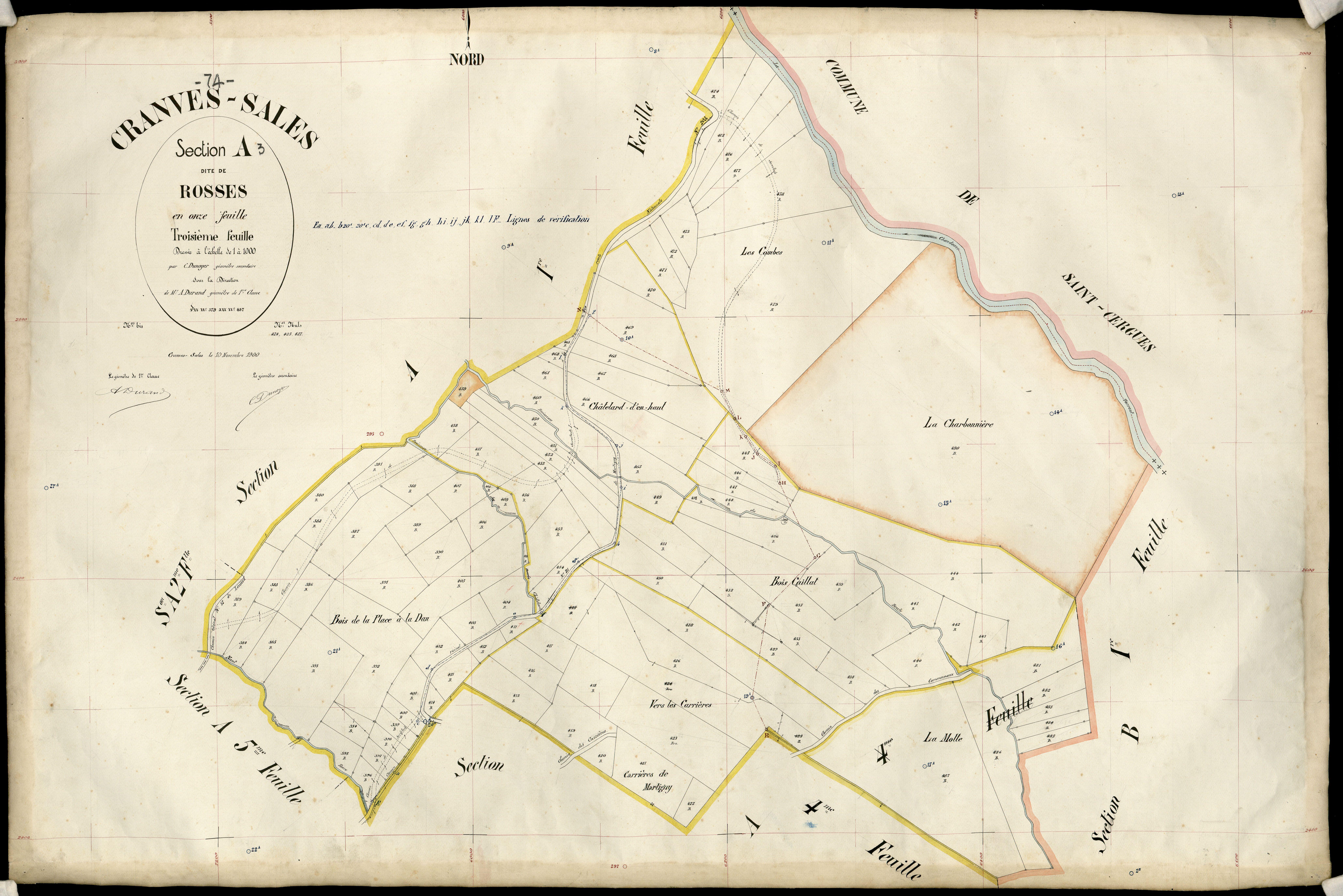 3 P 3 3966 - Feuille n° 4, parcelles n° 488 à 492 - 10 novembre 1900
