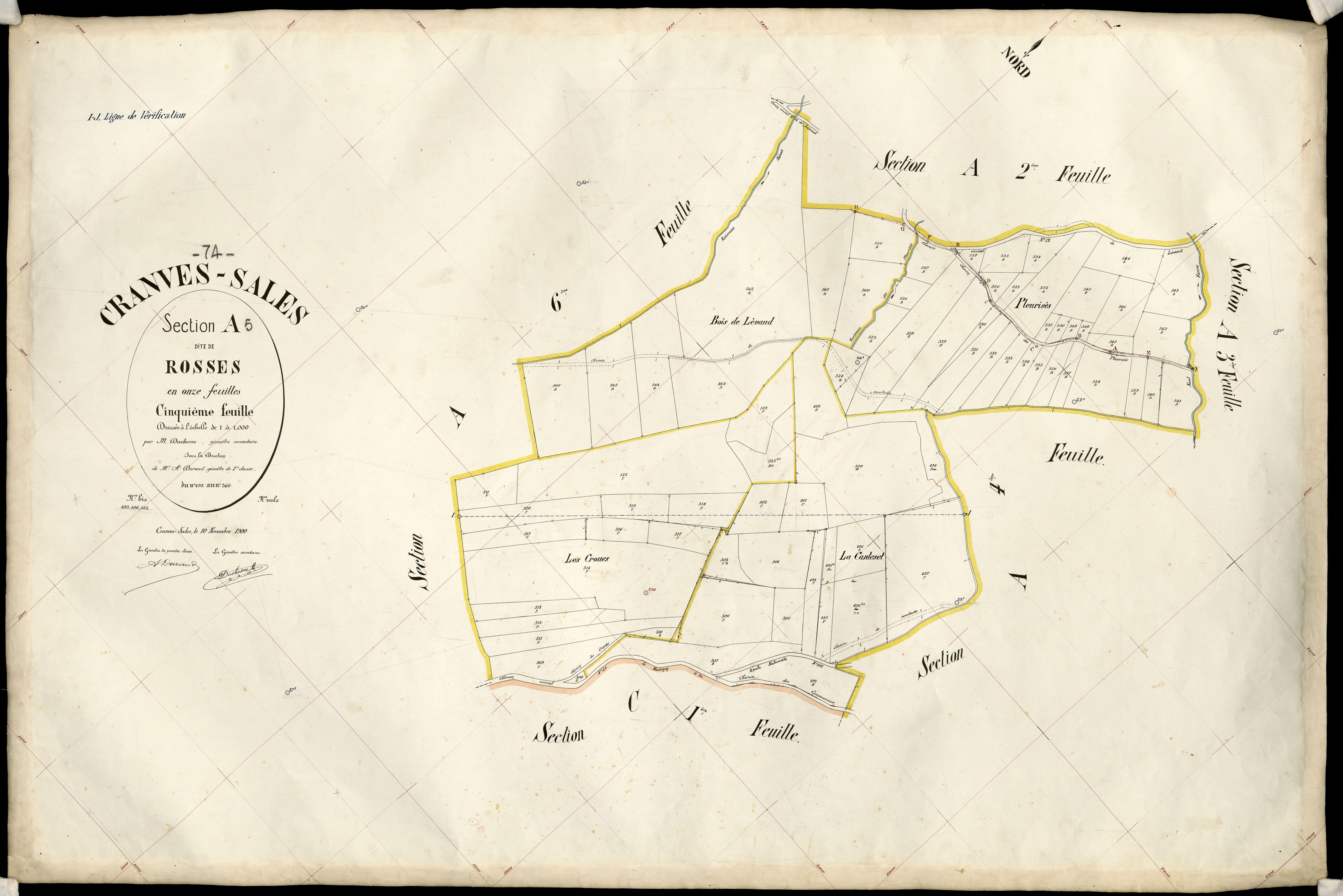 3 P 3 3968 - Feuille n° 6, parcelles n° 67 à 679 - 10 novembre 1900