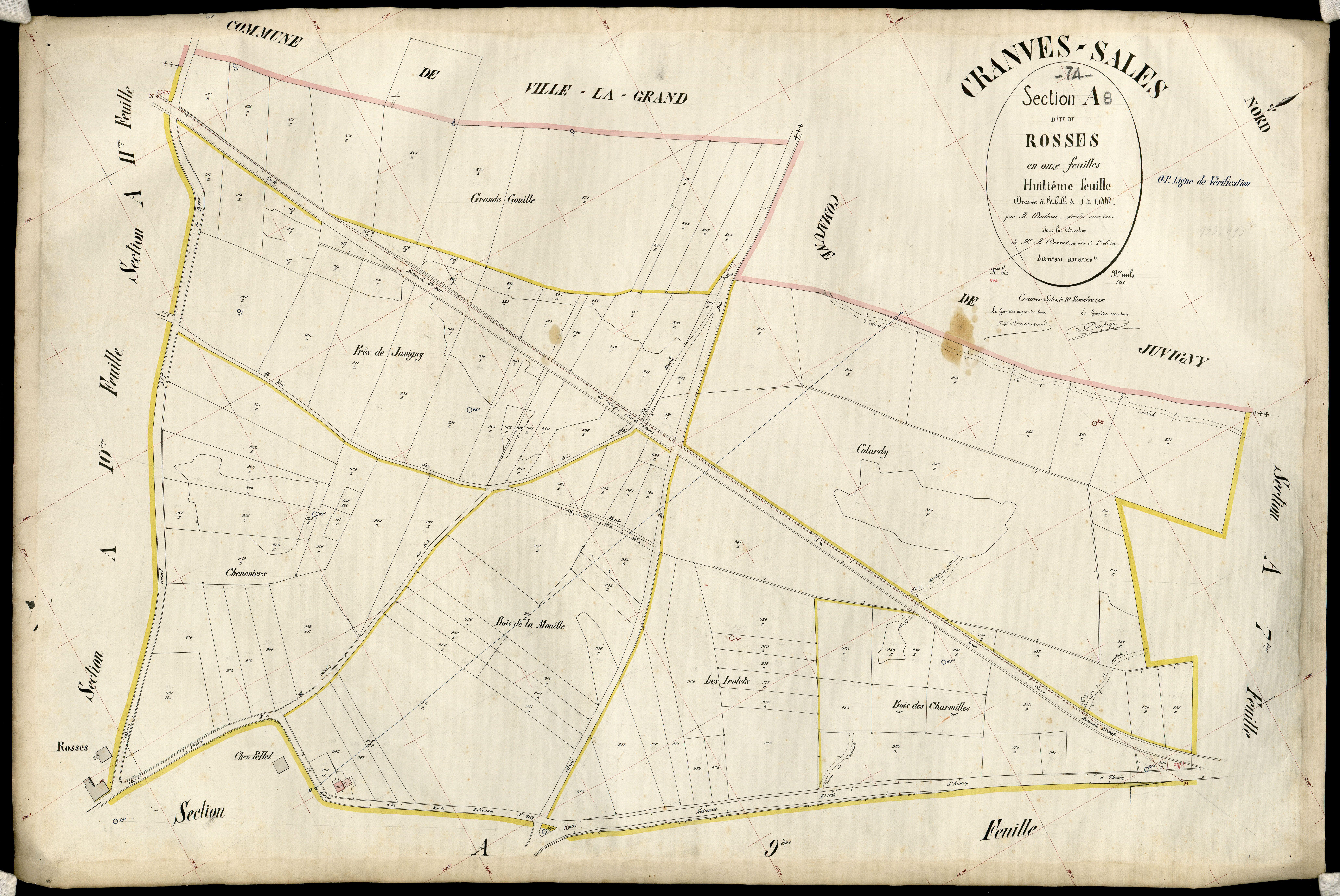 3 P 3 3971 - Feuille n° 9, parcelles n° 994 à 1181 - 10 novembre 1900