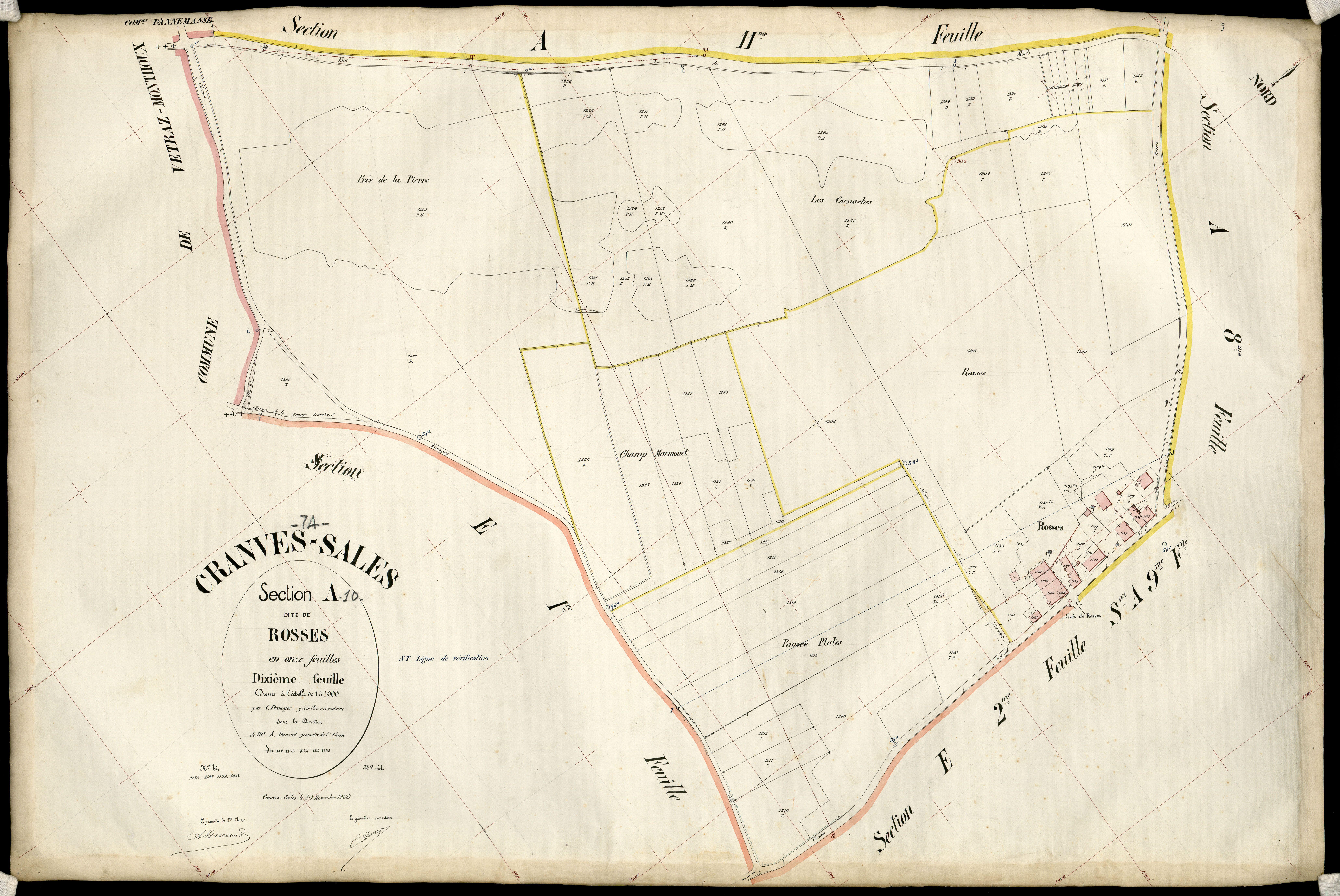 3 P 3 3973 - Feuille n° 11, parcelles n° 123 à 1302 - 10 novembre 1900