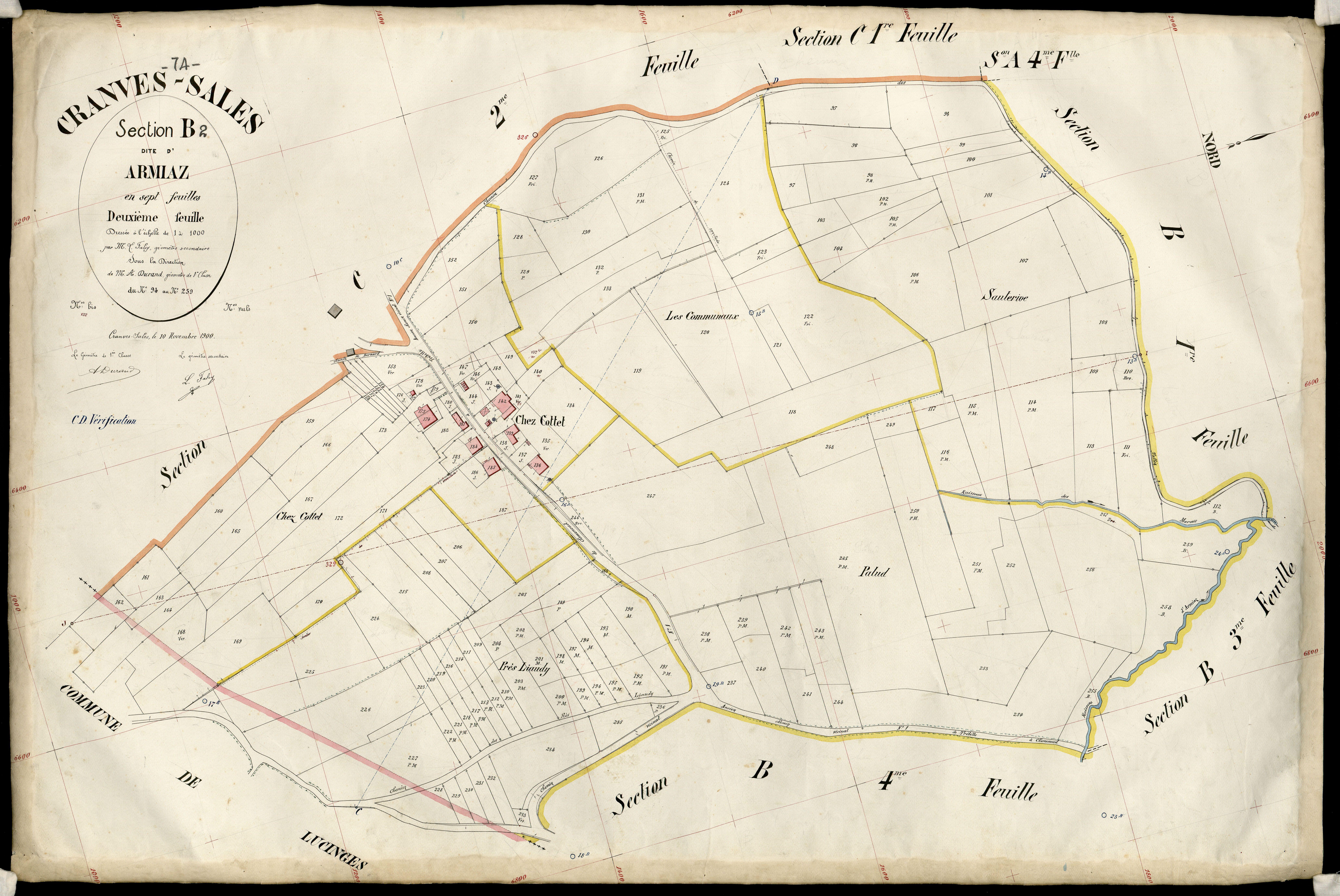 3 P 3 3976 - Feuille n° 3, parcelles n° 260 à 426 - 10 novembre 1900