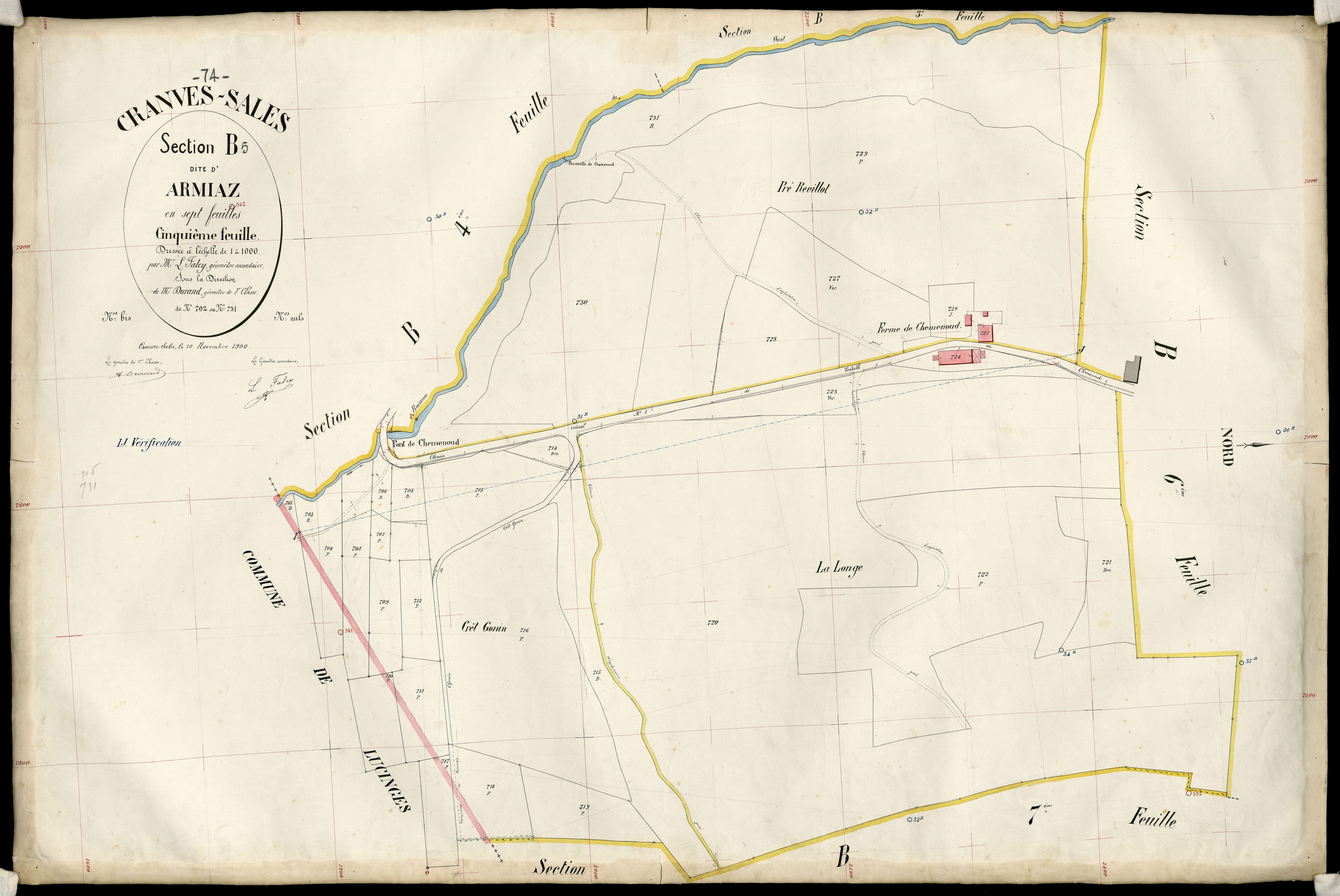 3 P 3 3979 - Feuille n° 6, parcelles n° 732 à 843 - 10 novembre 1900
