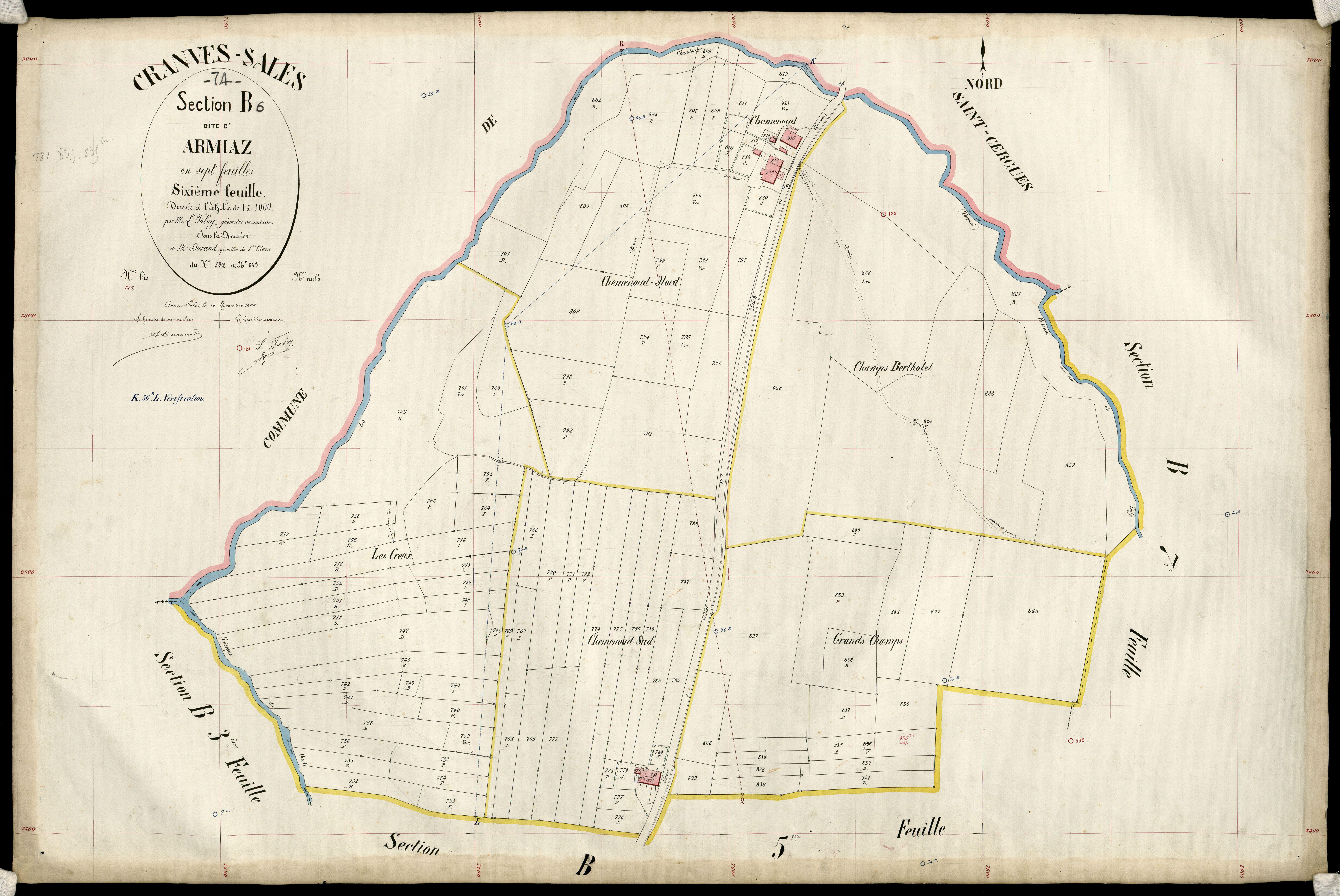 3 P 3 3980 - Feuille n° 7, parcelles n° 844 à 888 - 10 novembre 1900