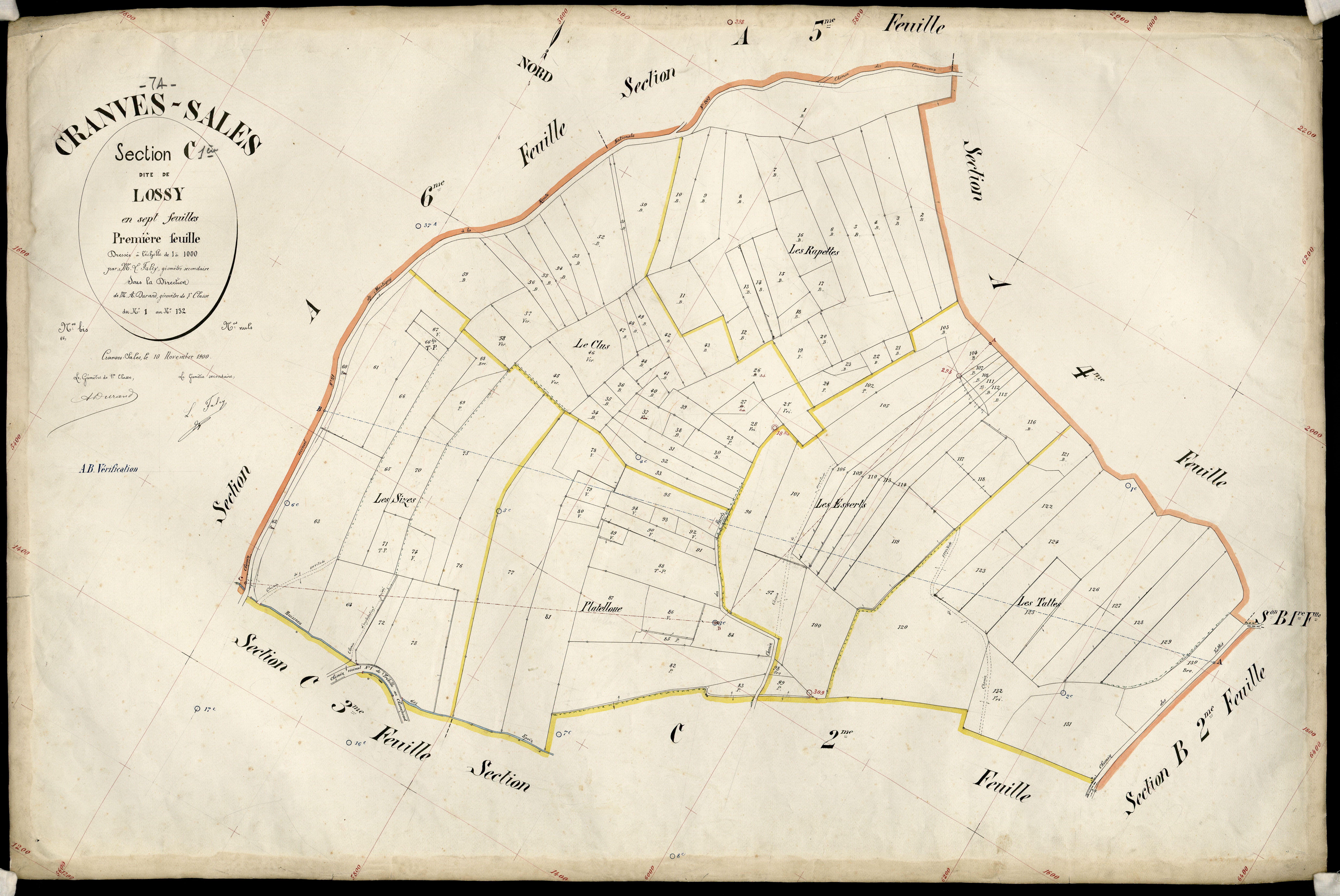 3 P 3 3982 - Feuille n° 2, parcelles n° 133 à 380 - 10 novembre 1900