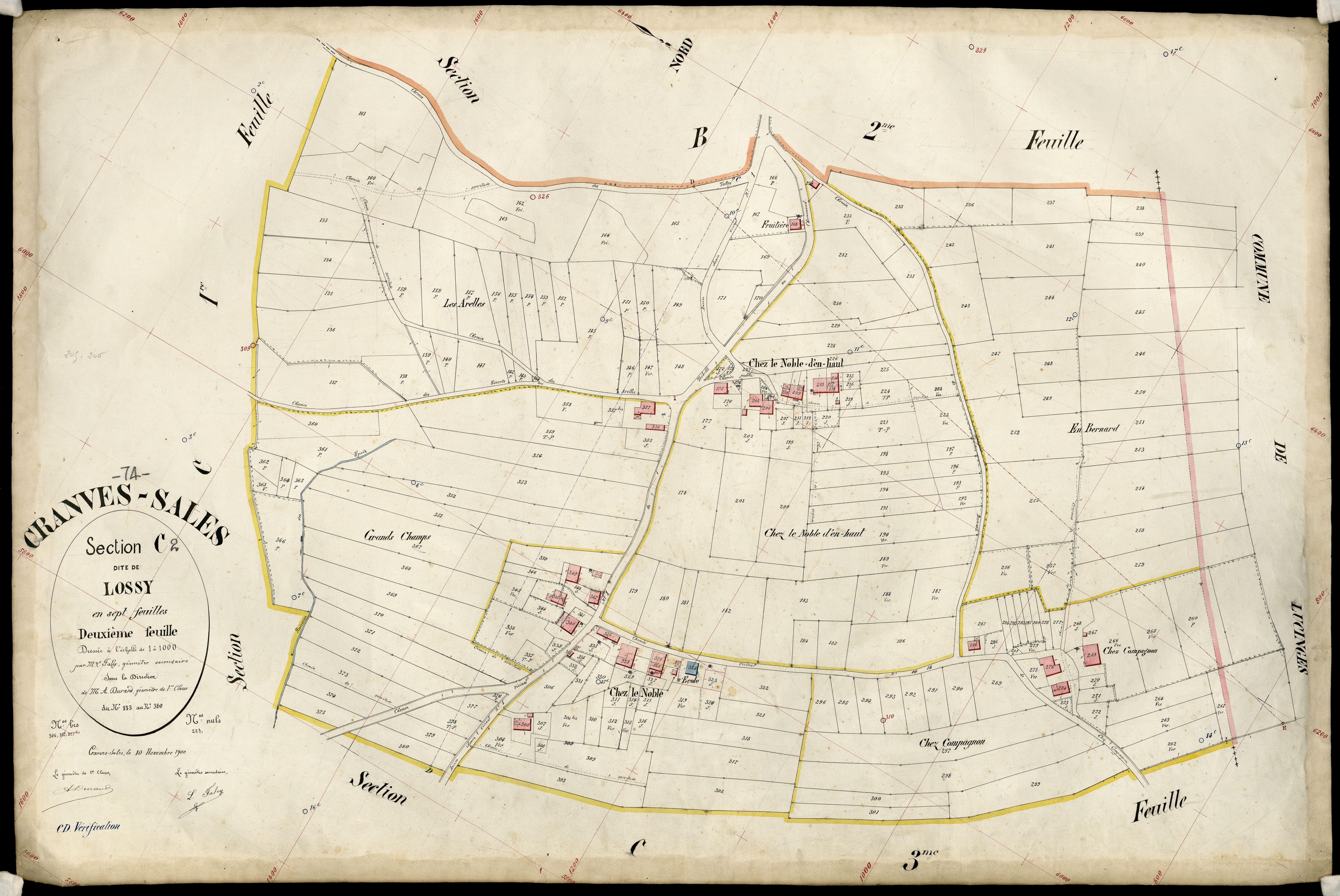 3 P 3 3983 - Feuille n° 3, parcelles n° 381 à 8 - 10 novembre 1900