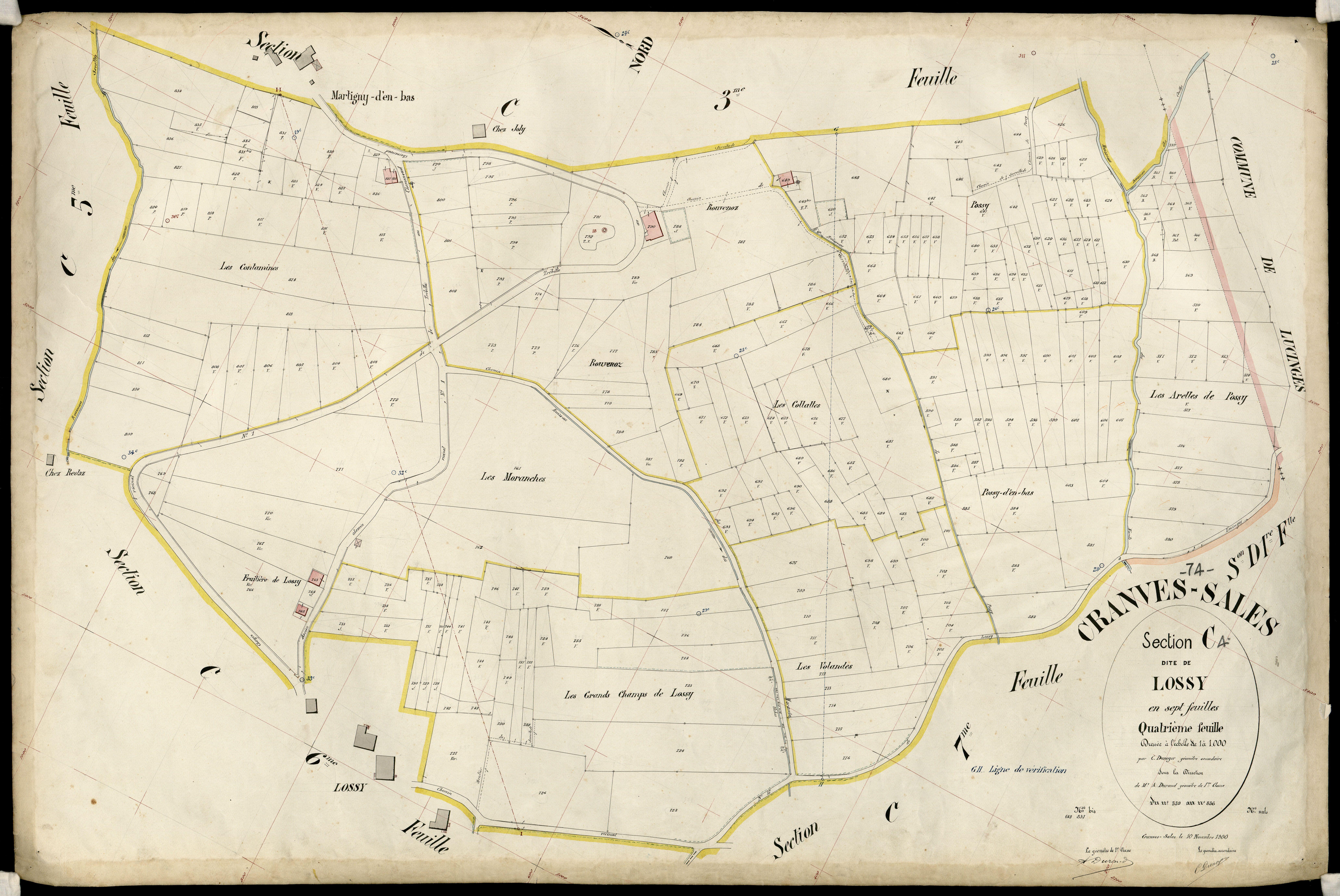 3 P 3 3985 - Feuille n° , parcelles n° 837 à 1019 - 10 novembre 1900