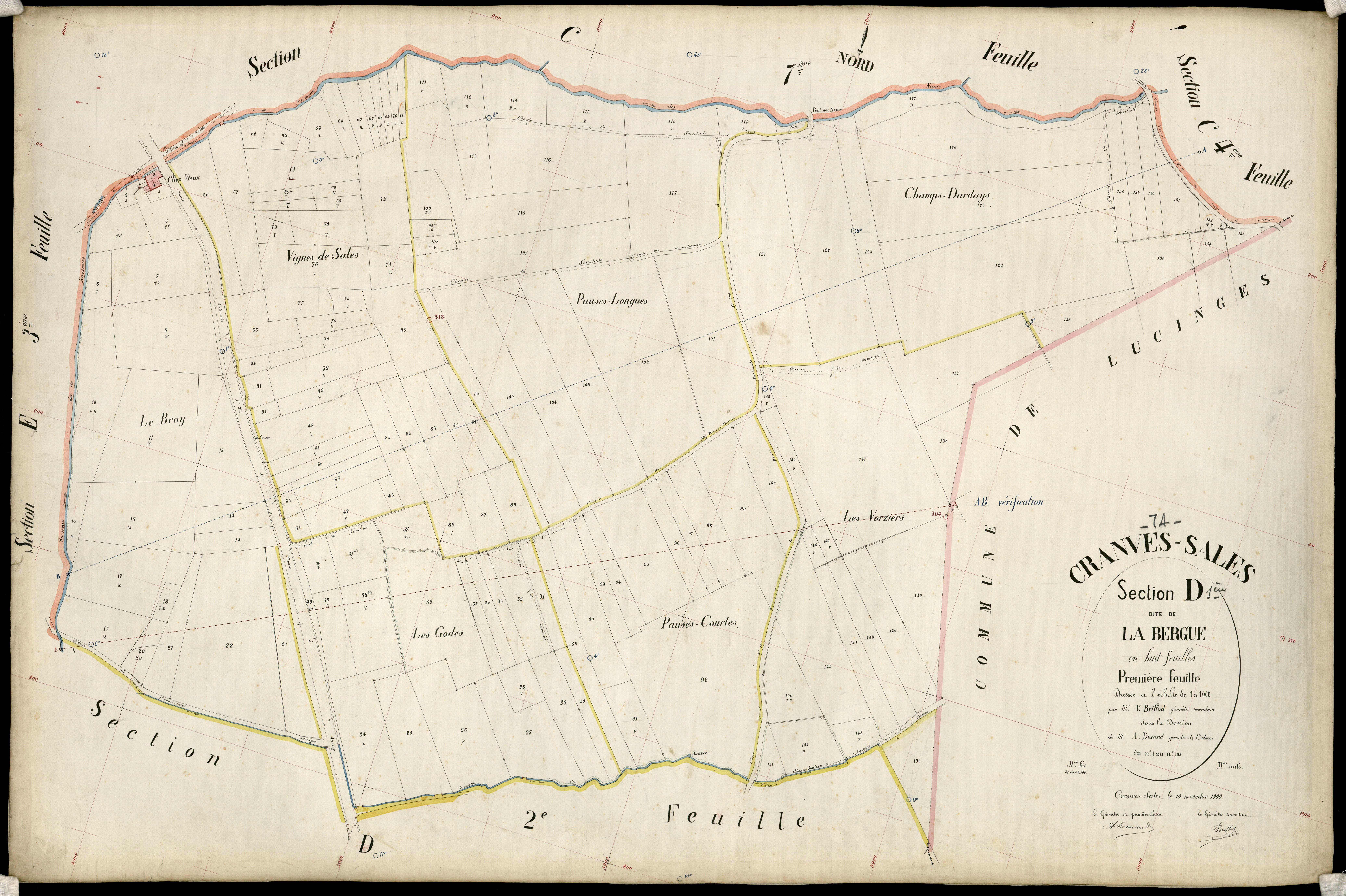 3 P 3 3989 - Feuille n° 2, parcelles n° 14 à 303 - 10 novembre 1900