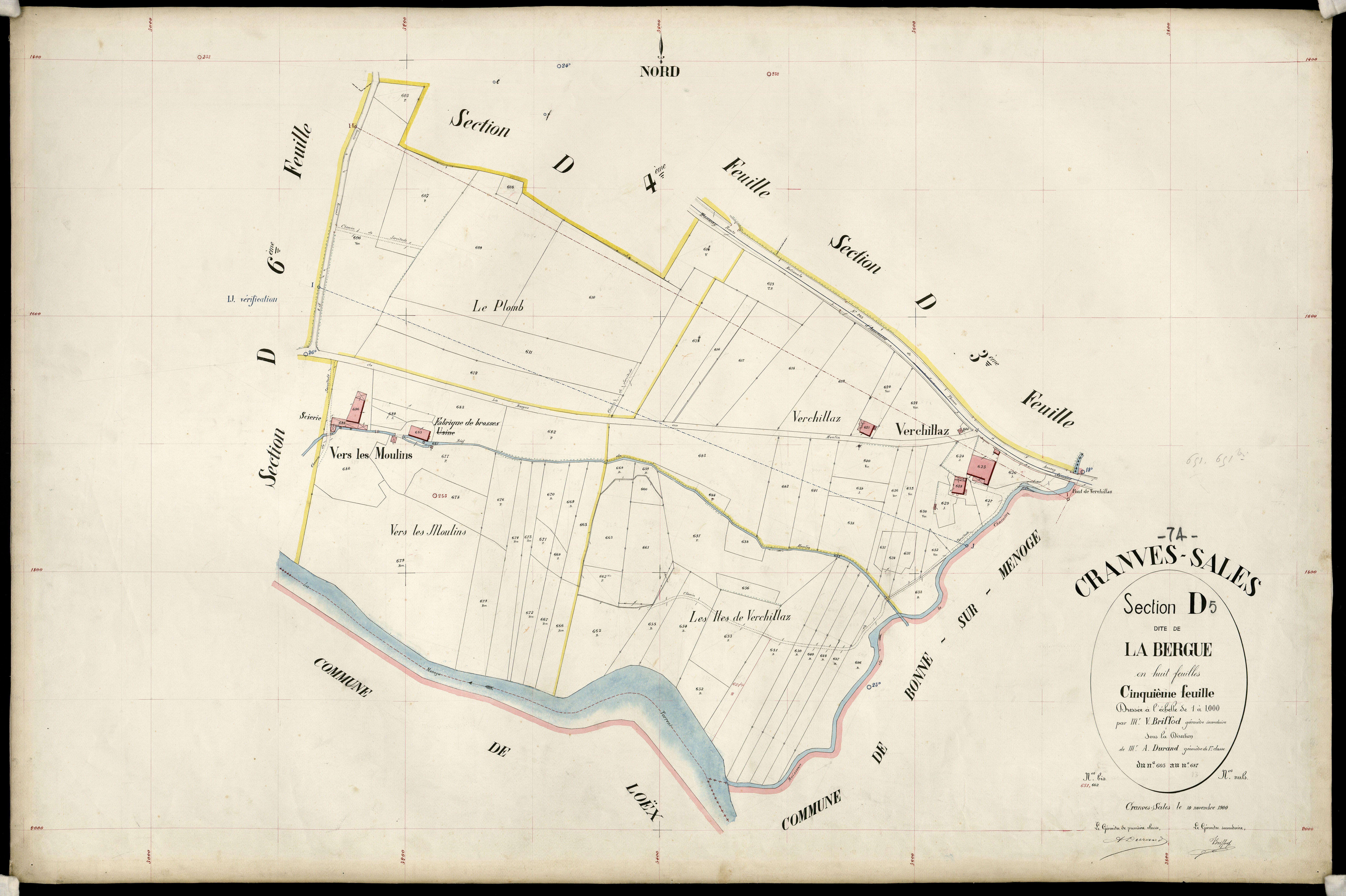 3 P 3 3993 - Feuille n° 6, parcelles n° 688 à 74 - 10 novembre 1900