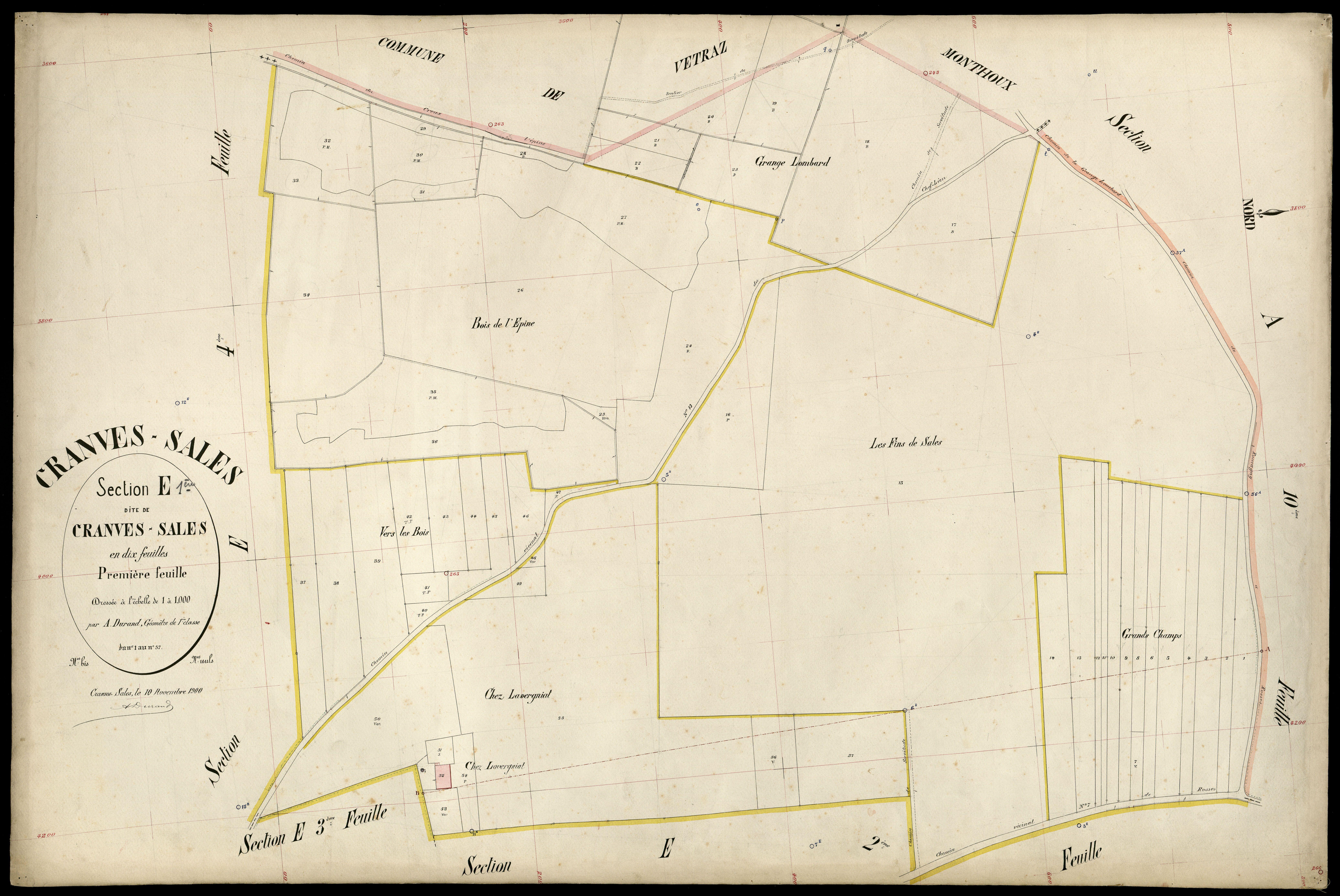 3 P 3 3997 - Feuille n° 2, parcelles n° 8 à 198 - 10 novembre 1900