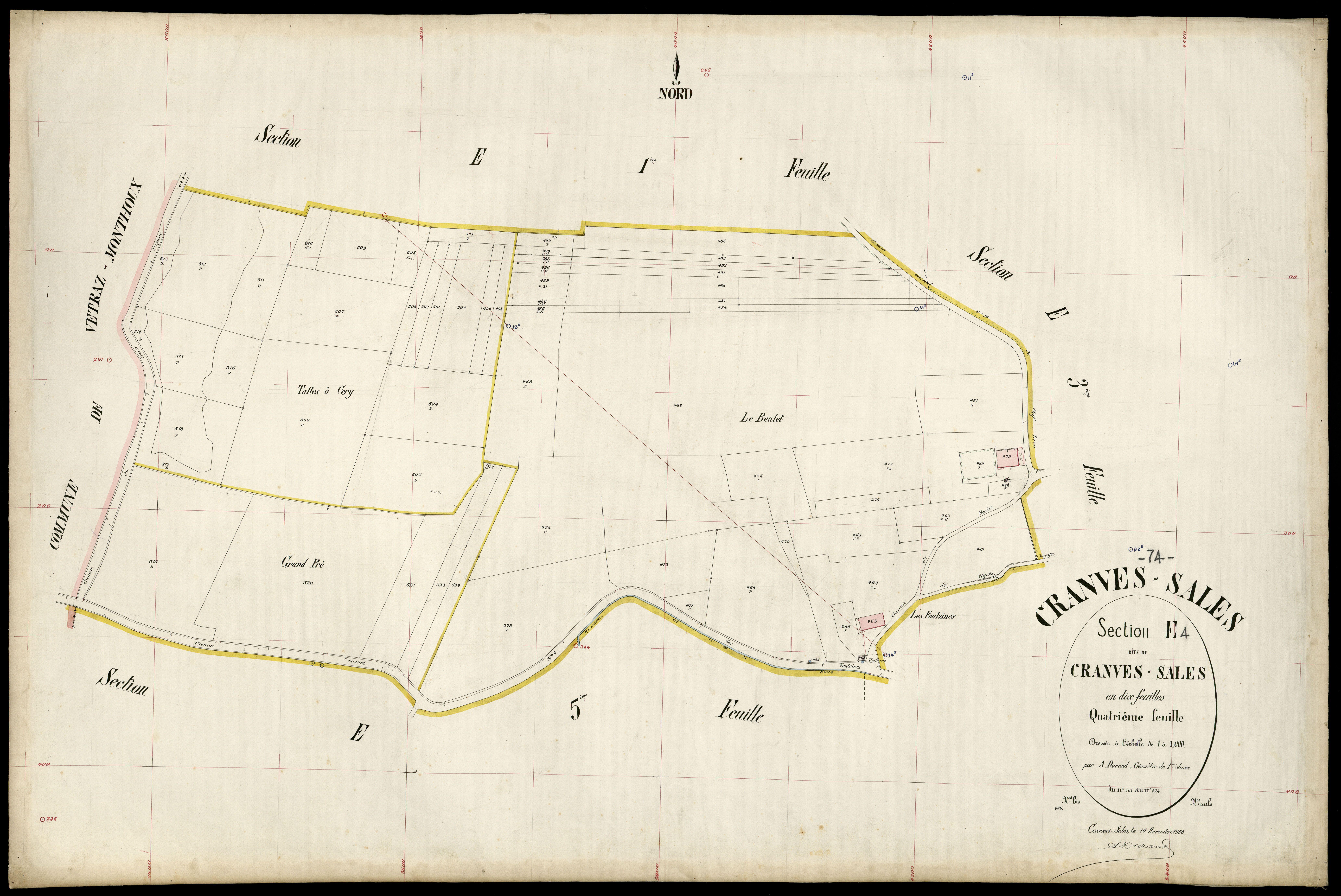 3 P 3 4000 - Feuille n° , parcelles n° 2 à 613 - 10 novembre 1900