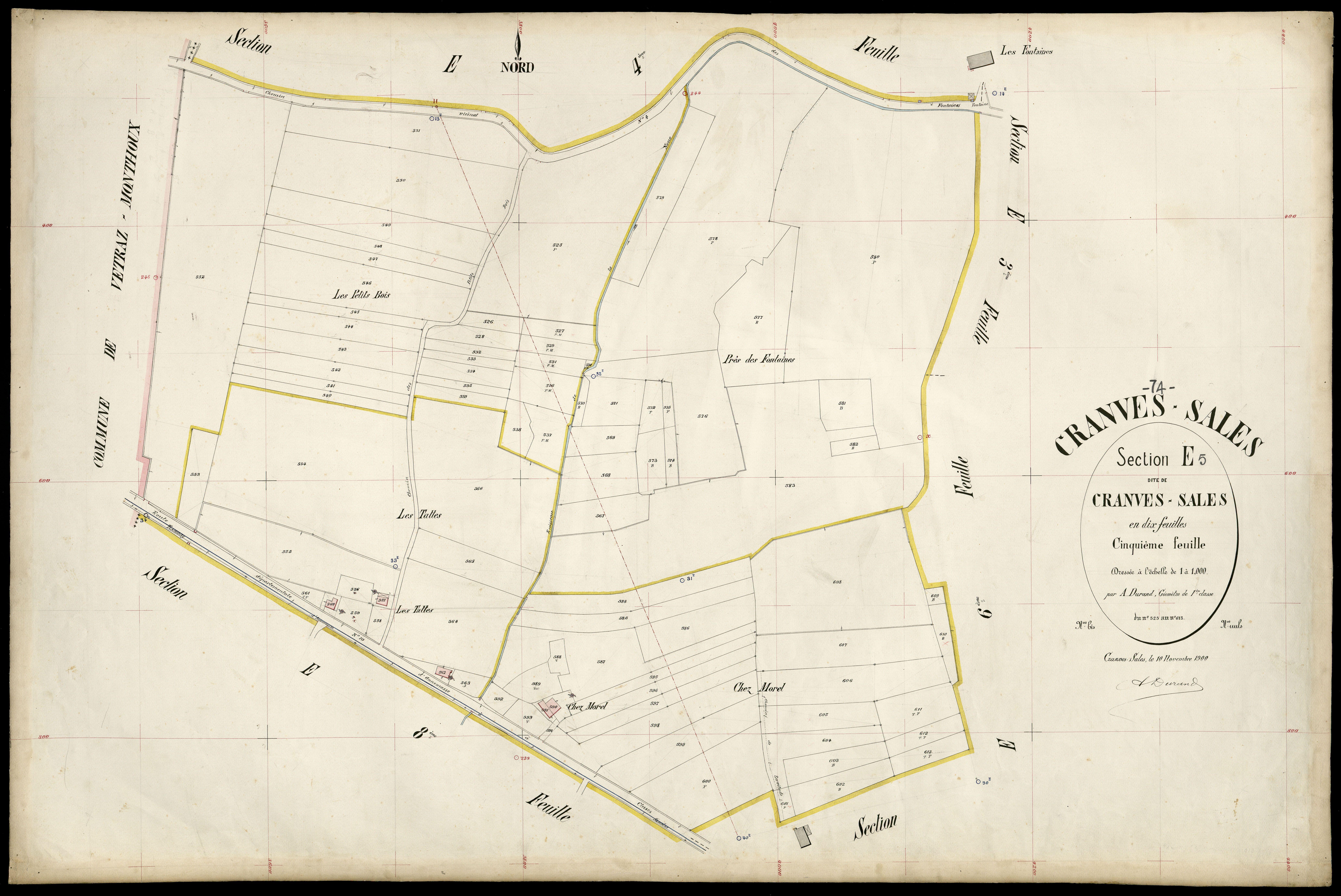 3 P 3 4001 - Feuille n° 6, parcelles n° 614 à 781 - 10 novembre 1900