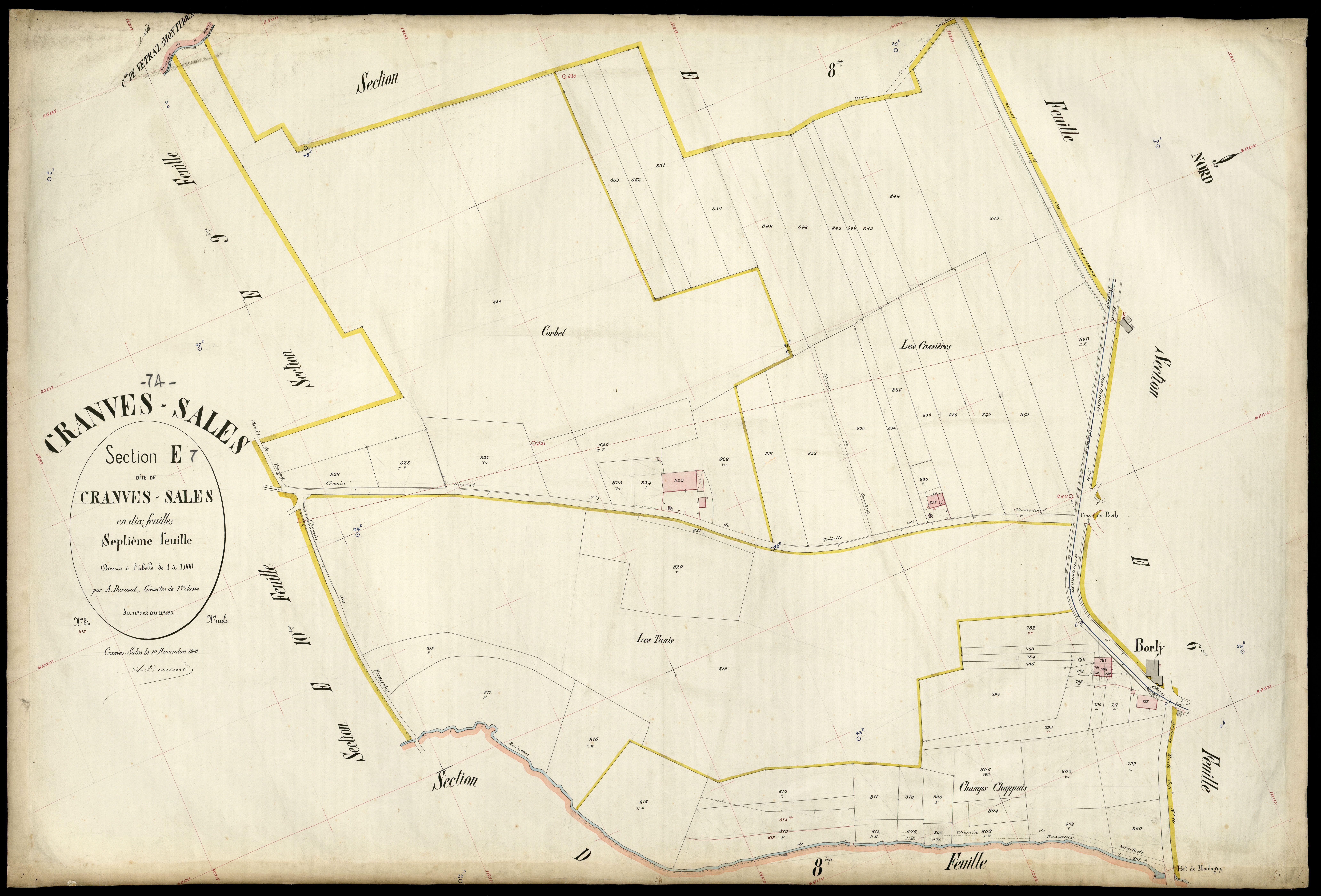 3 P 3 4003 - Feuille n° 8, parcelles n° 84 à 967 - 10 novembre 1900