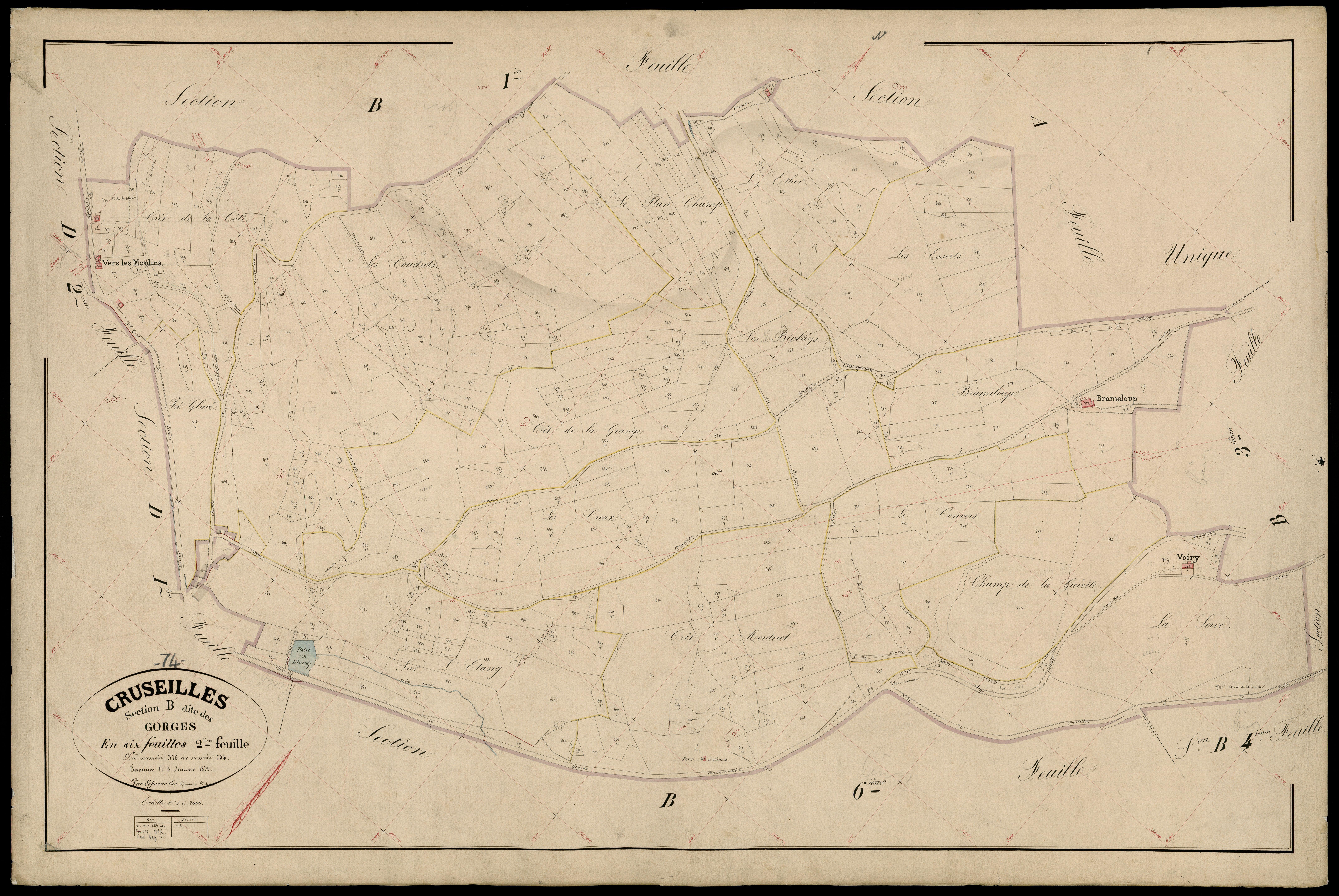 3 P 3 4018 - Feuille n° 3, parcelles n° 7 à 990 - 10 janvier 1872